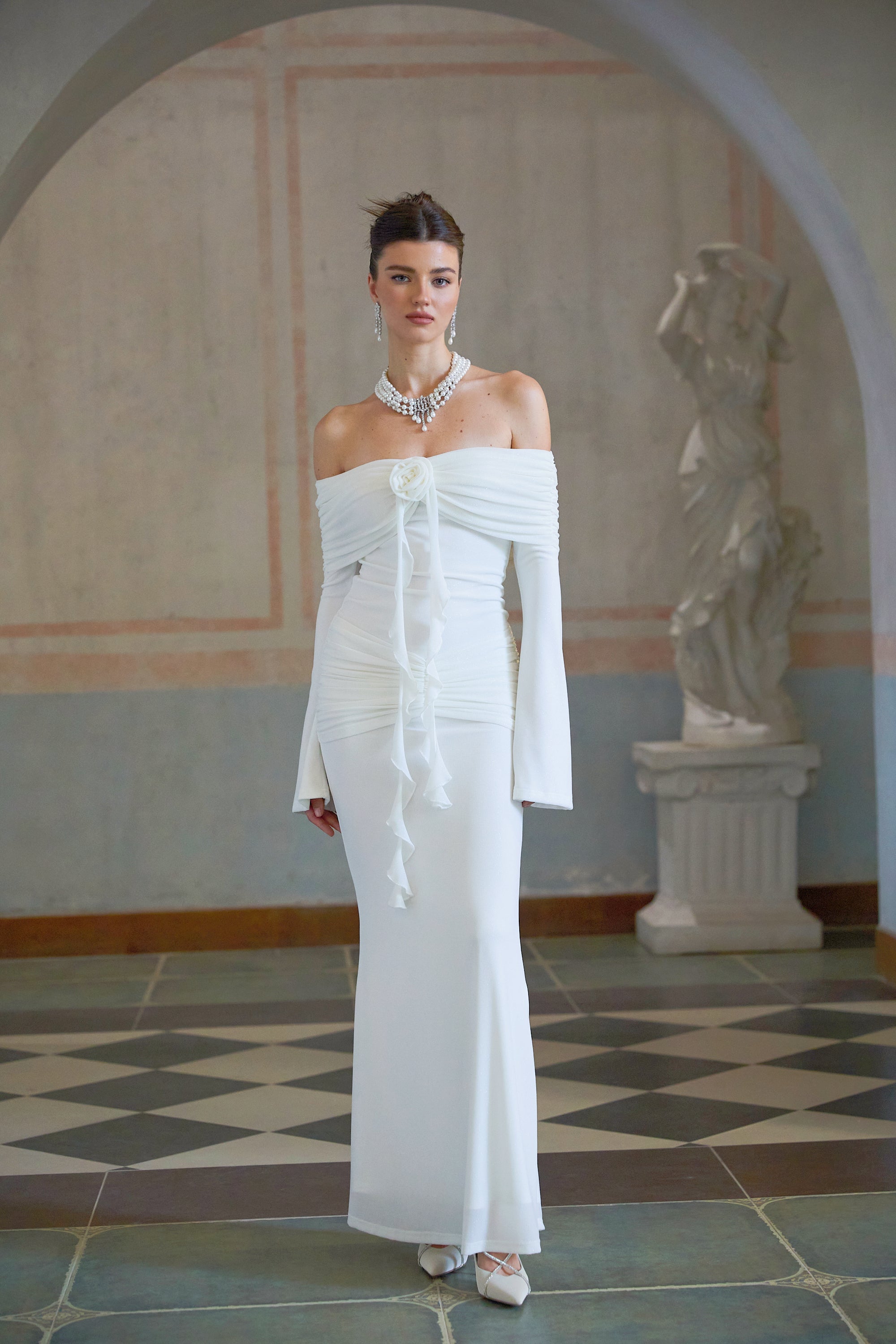 Wanda white glittered floral-appliqué knit maxi dress (Final Sale-US Only)