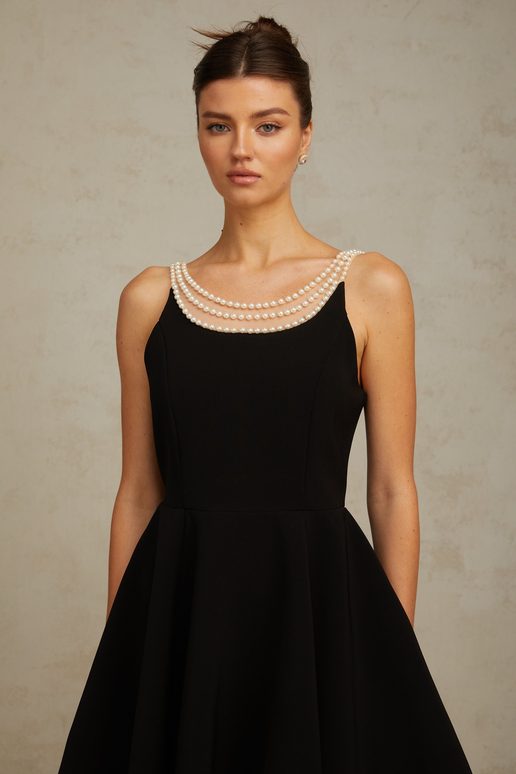 Danaé black faux-pearl-embellished mini dress (Final Sale)