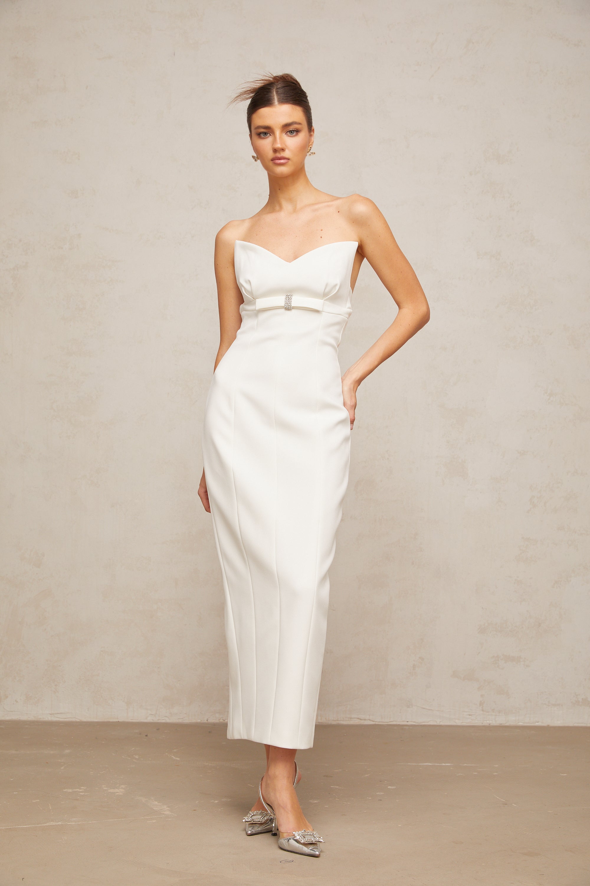 Isaline white corset bow-detail midi dress (Final Sale-US Only)