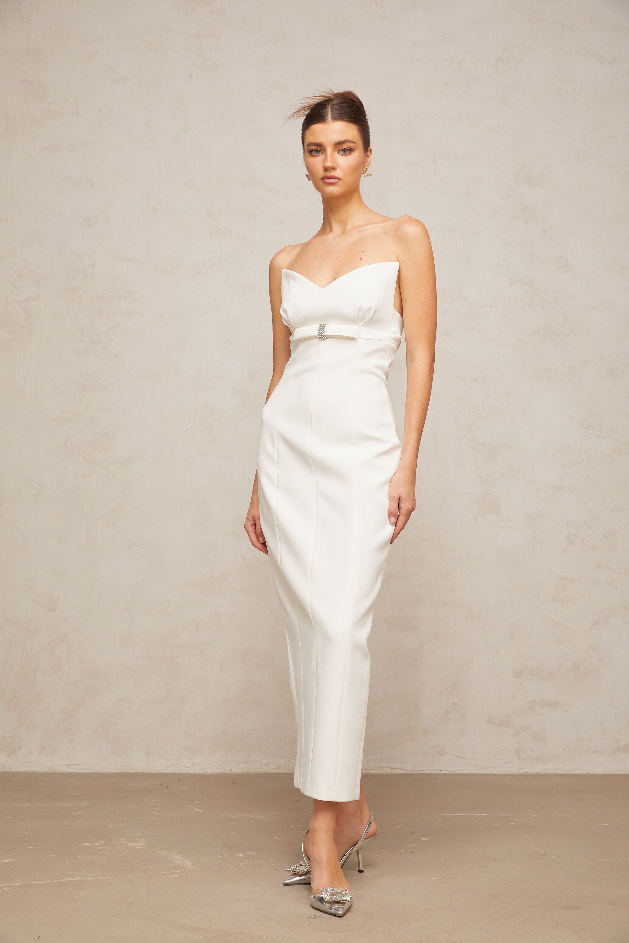 Isaline white corset bow-detail midi dress (Final Sale-US Only)