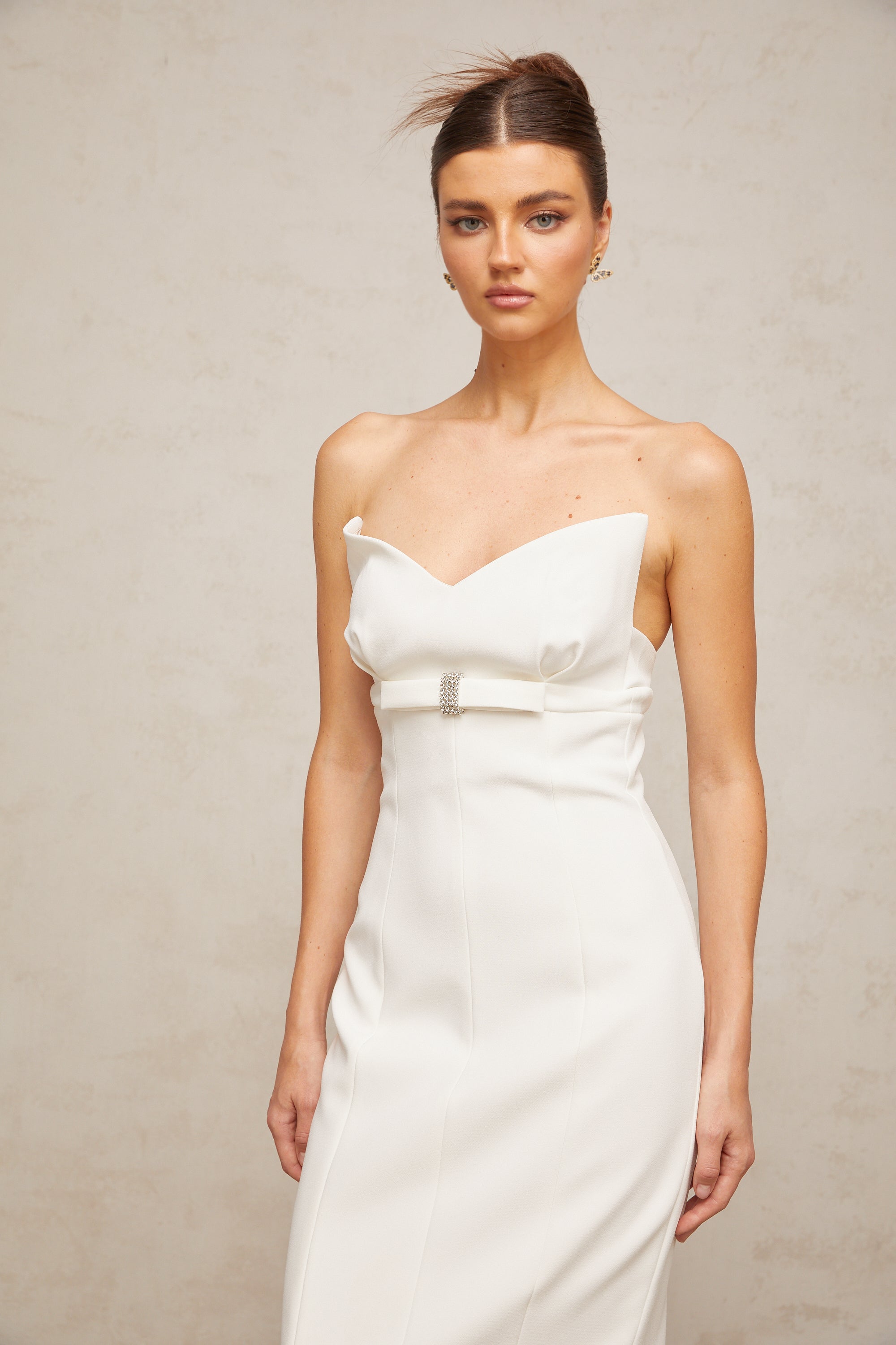 Isaline white corset bow-detail midi dress (Final Sale-US Only)
