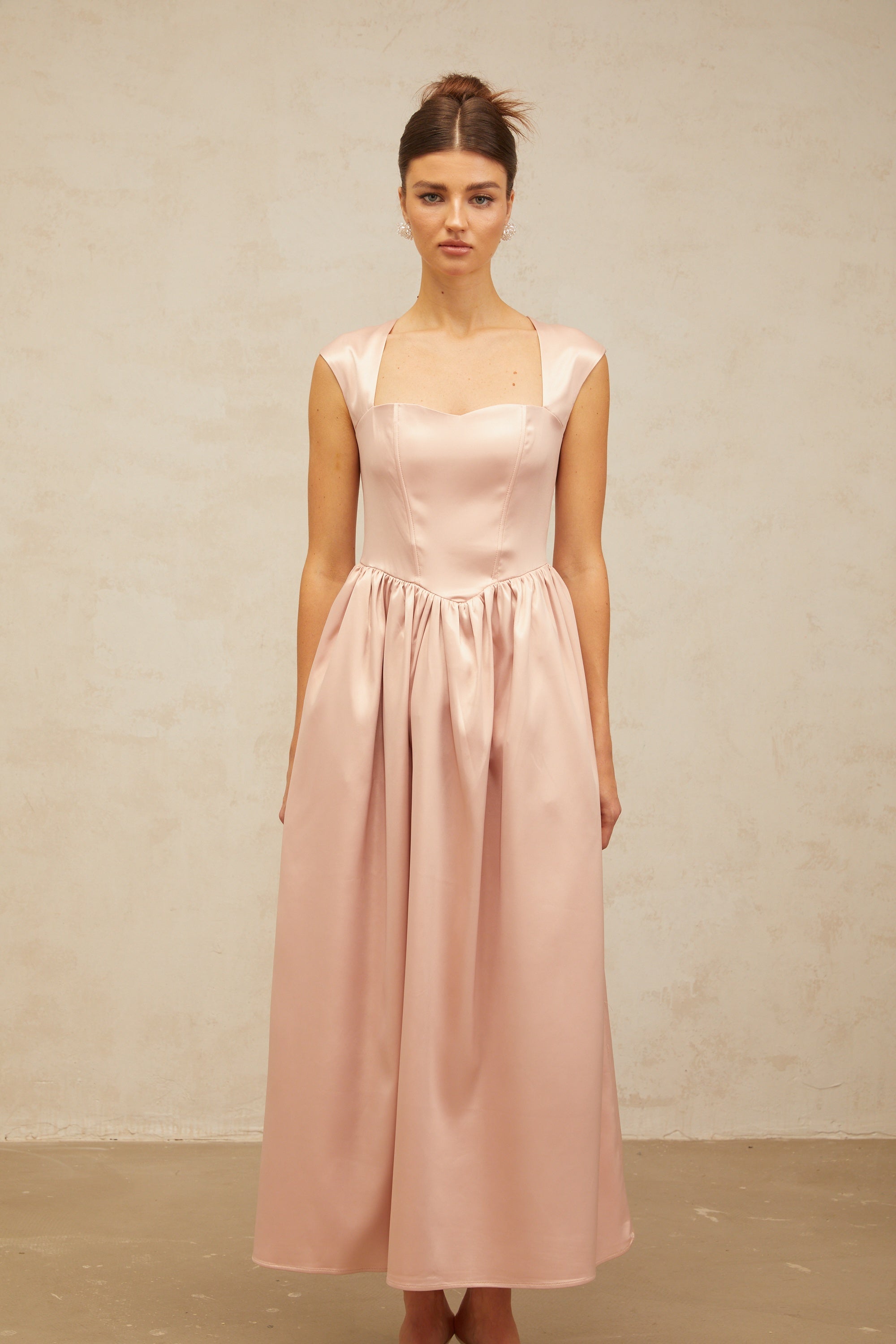 Madeleine pink A-line satin midi dress (Final Sale-US Only)
