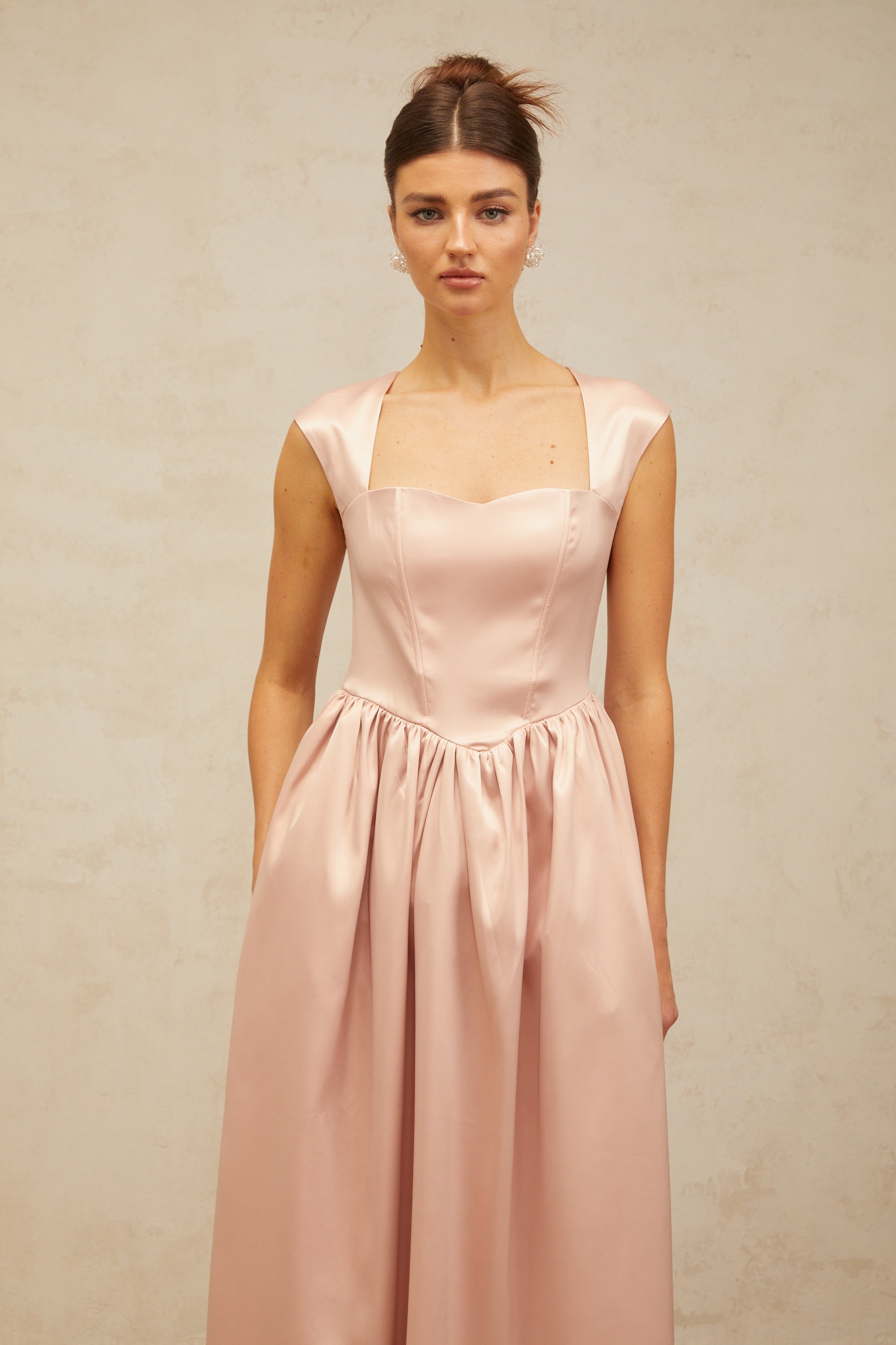 Madeleine pink A-line satin midi dress (Final Sale-US Only)