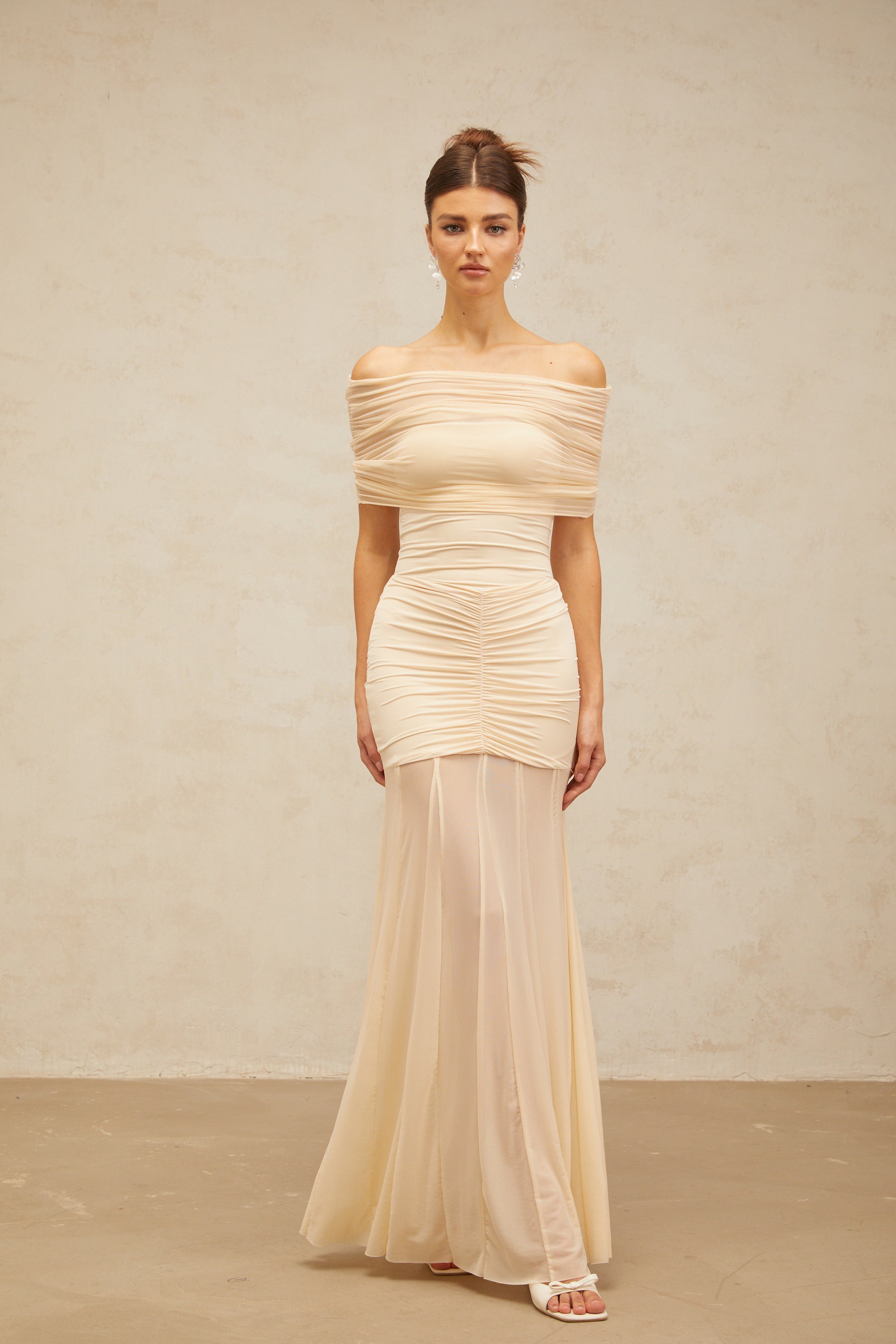 Ninon tulle-panel smocked maxi dress (Final Sale)