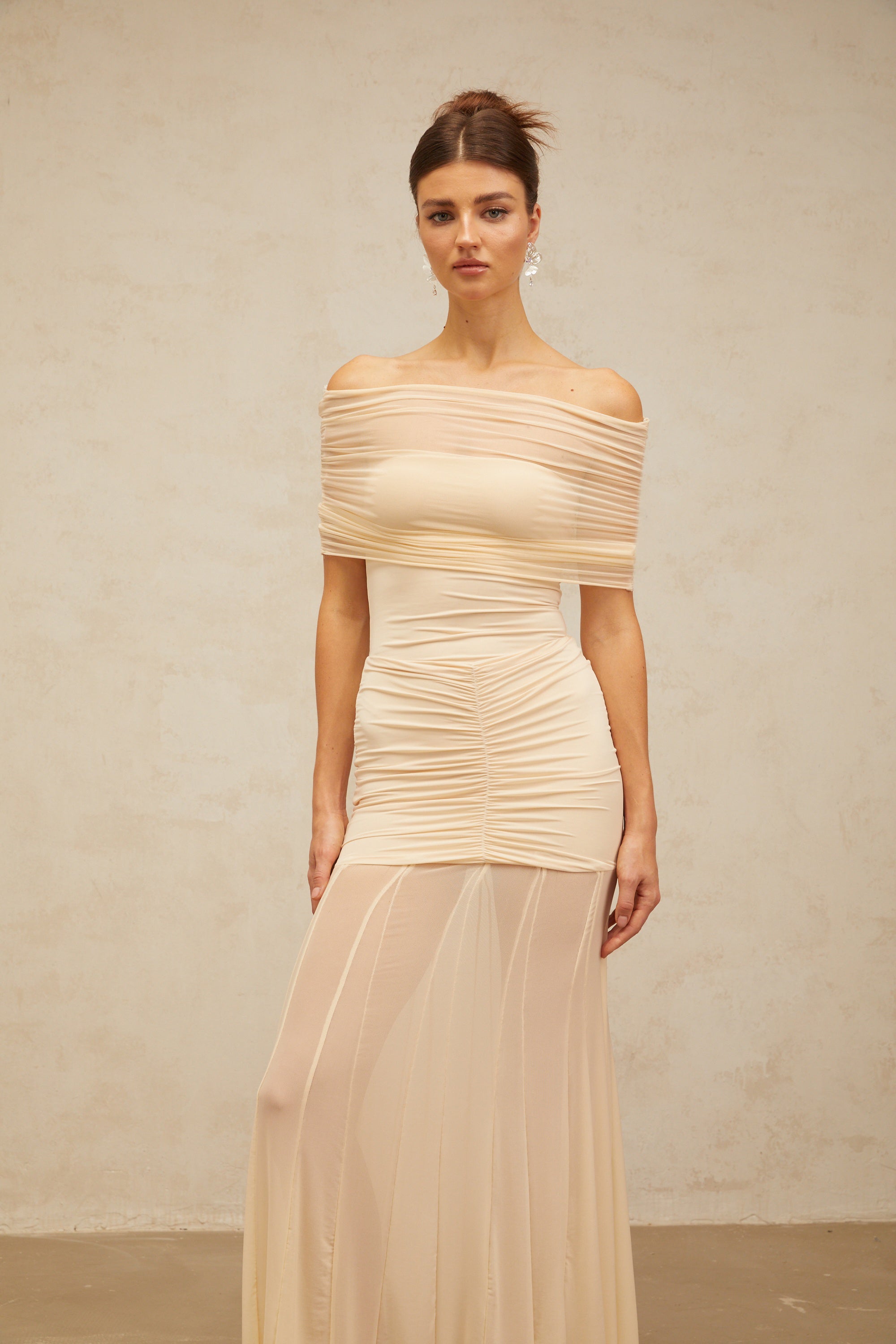 Ninon tulle-panel smocked maxi dress (Final Sale)