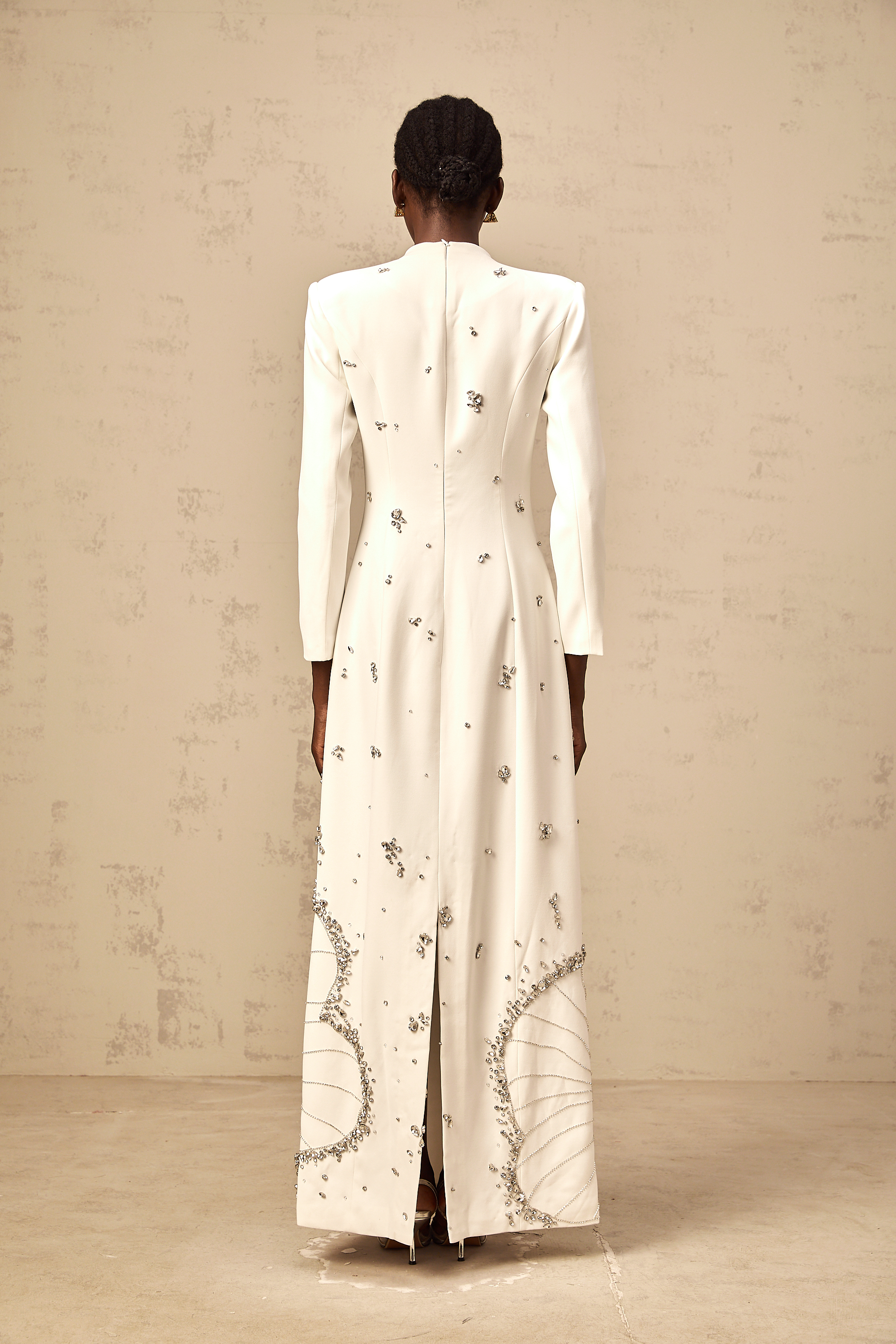 Daphné white lotus-motif embellished maxi dress (Final Sale-US Only)