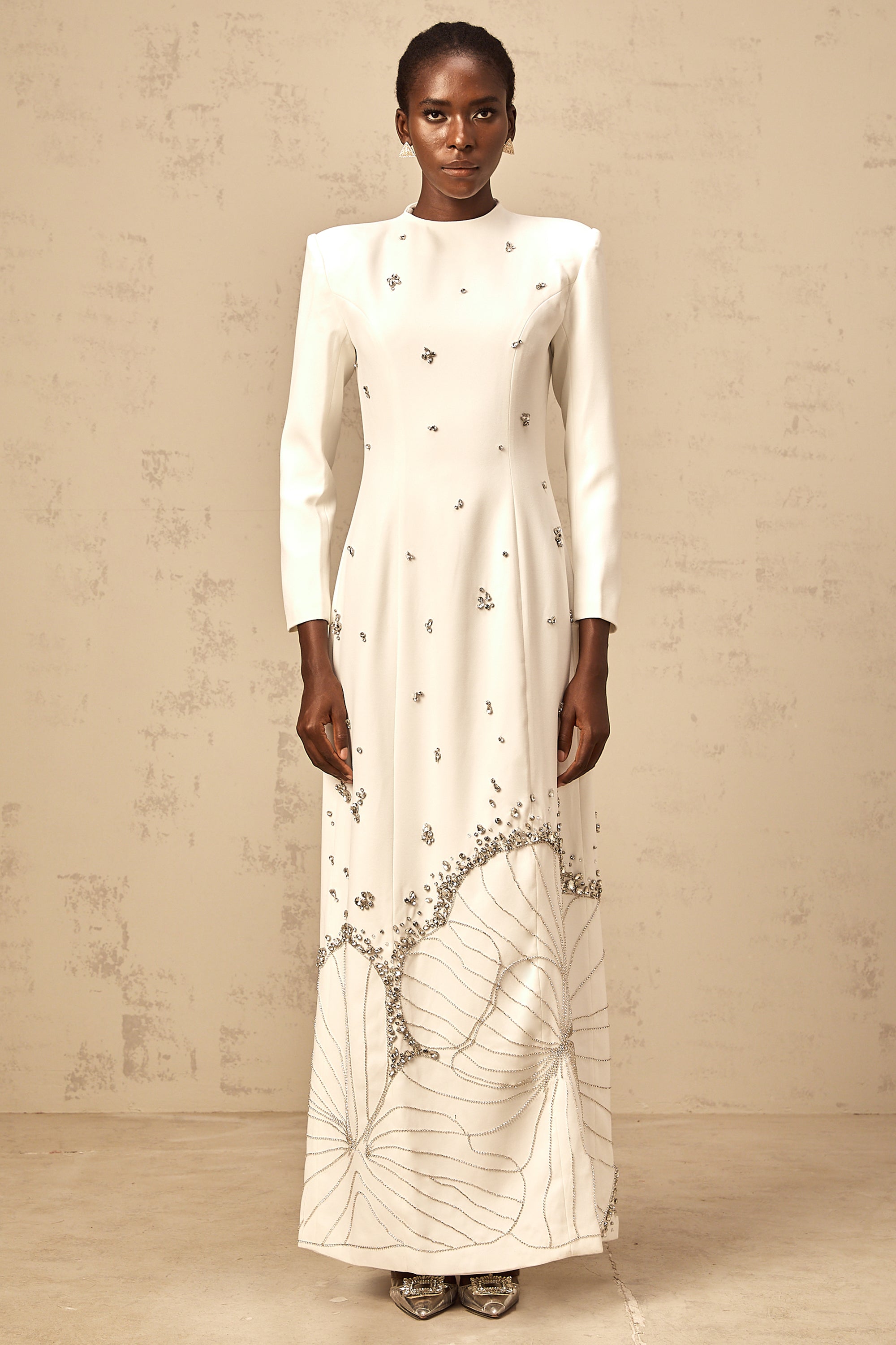 Daphné white lotus-motif embellished maxi dress (Final Sale-US Only)