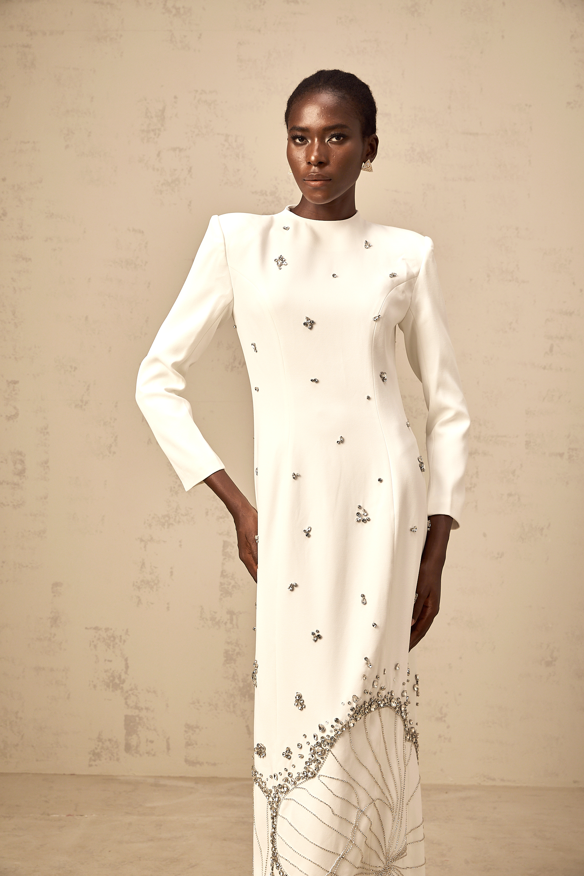 Daphné white lotus-motif embellished maxi dress (Final Sale-US Only)