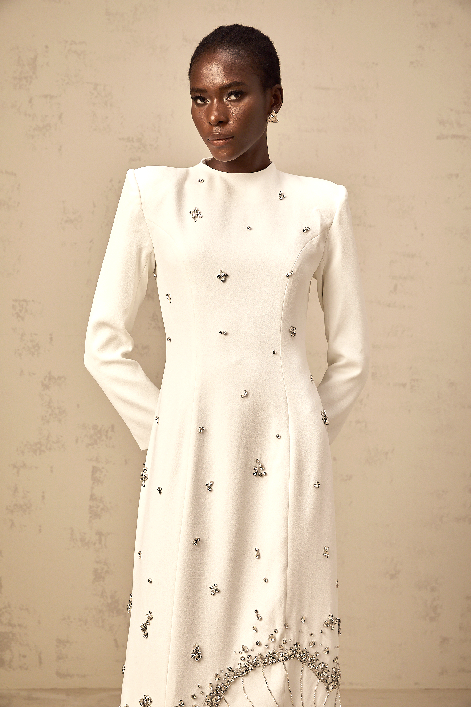 Daphné white lotus-motif embellished maxi dress (Final Sale-US Only)