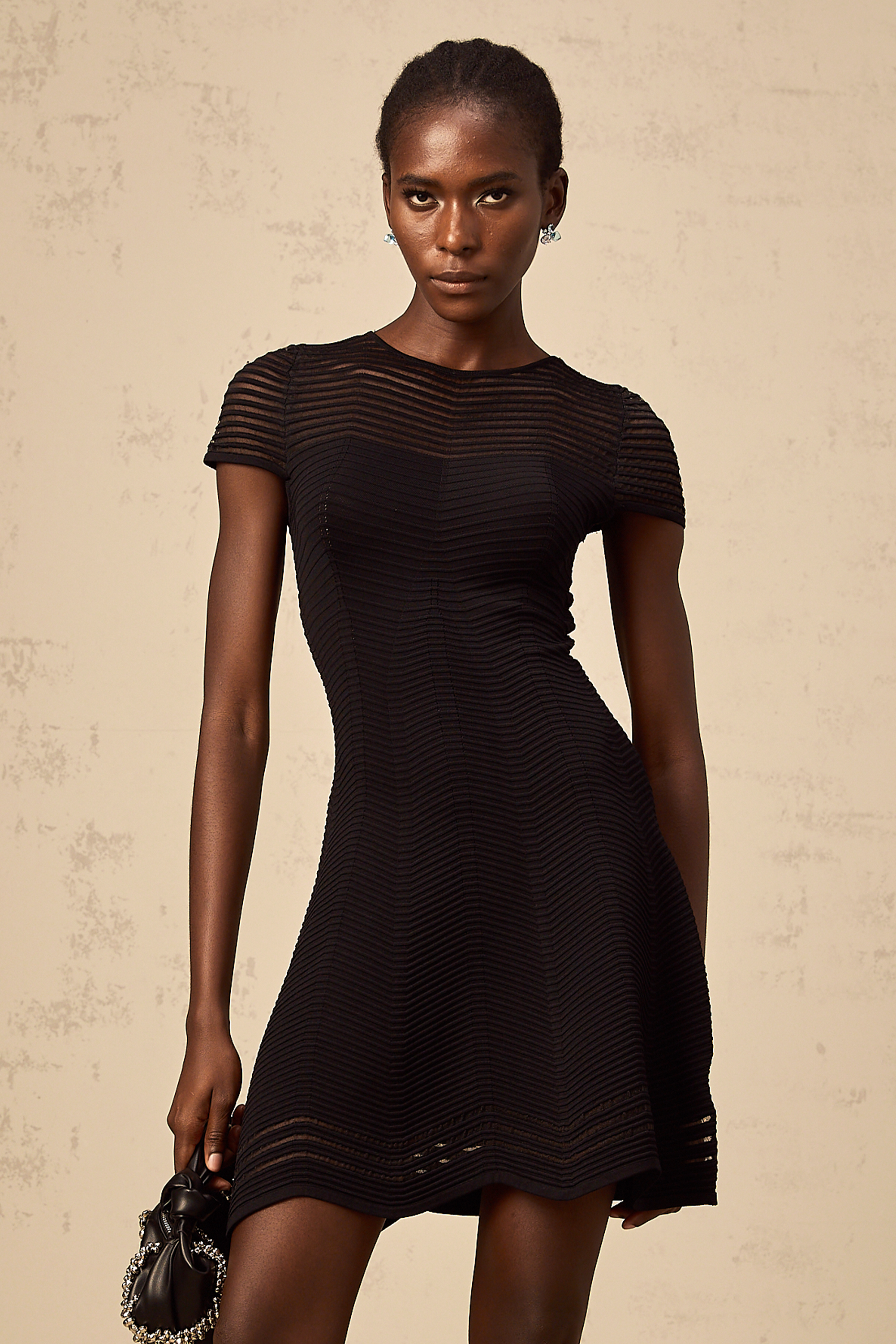 Mélisande black wavy-crochet textured mini dress (Final Sale-US Only)