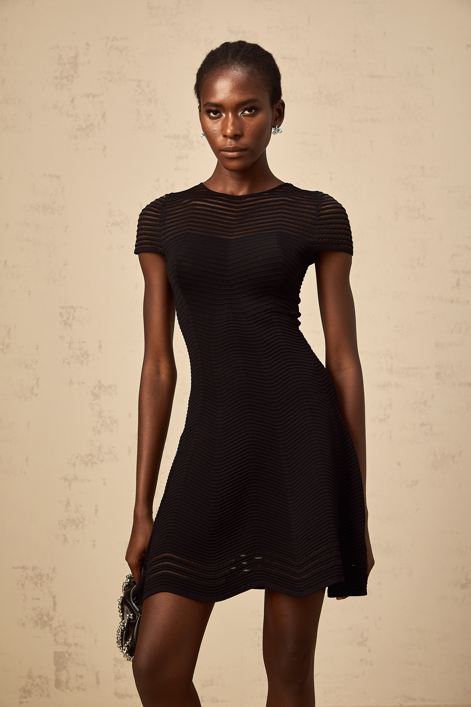 Mélisande black wavy-crochet textured mini dress (Final Sale-US Only)