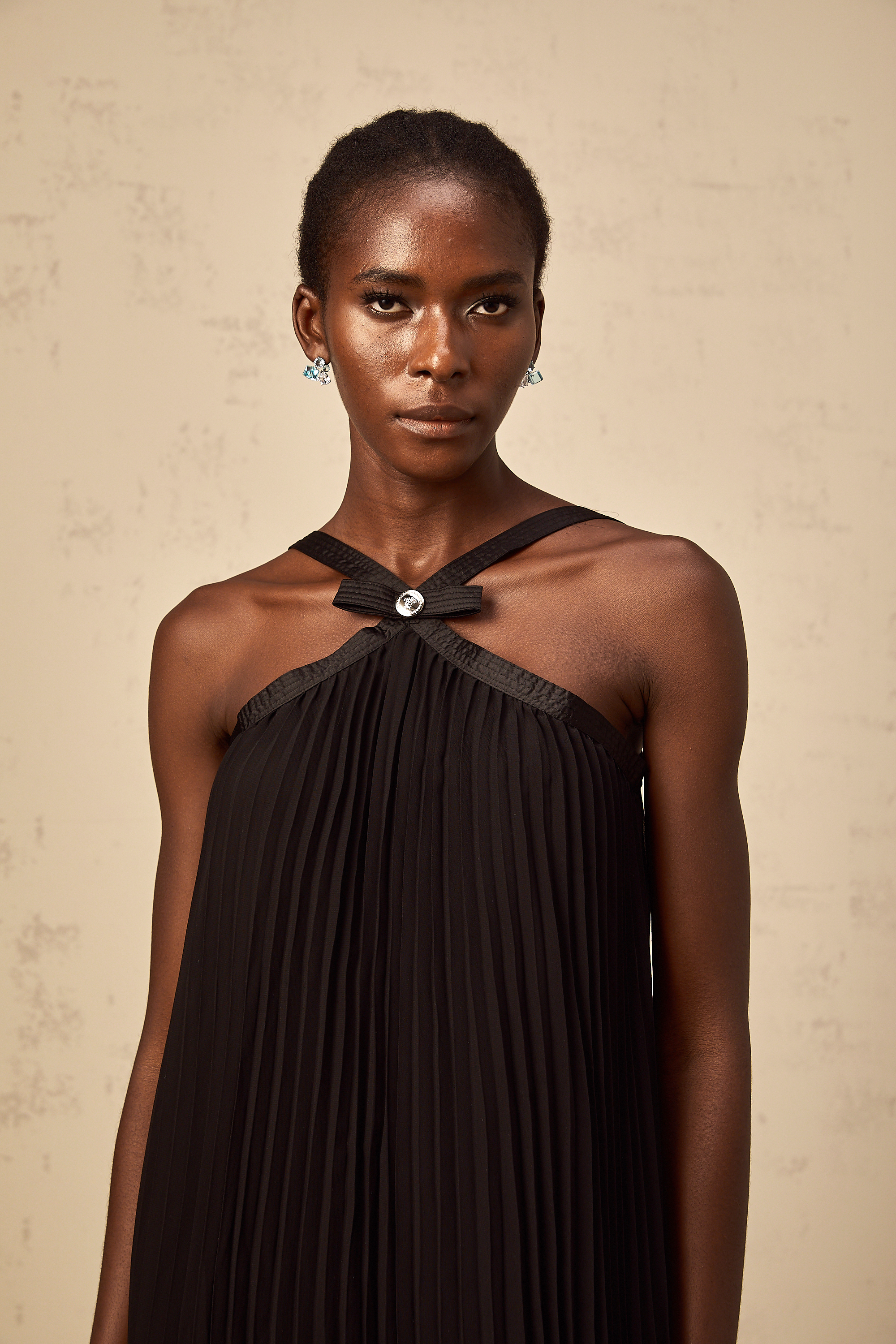 Zelda black bowknot pleated mini dress (Final Sale-US Only)