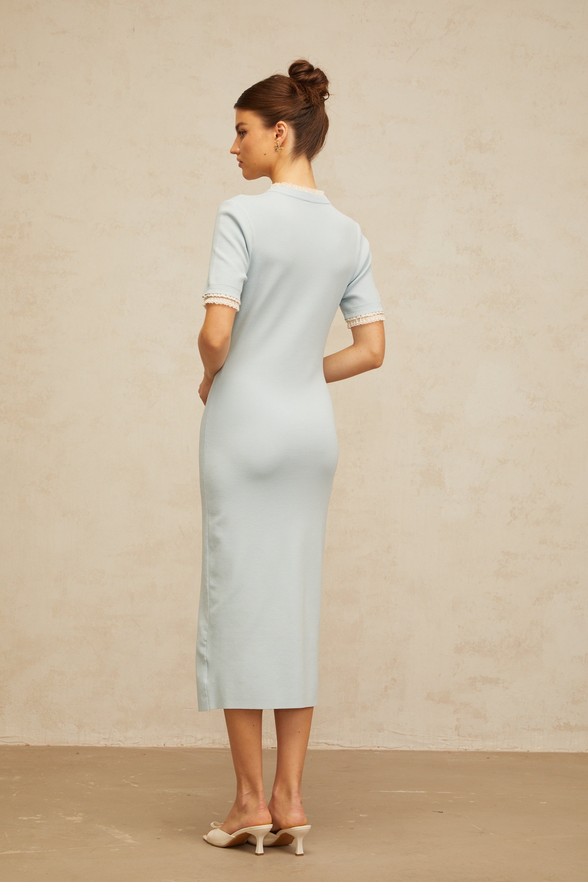 Mélisande light-blue pencil-silhouette knit midi dress (Final Sale-US Only)
