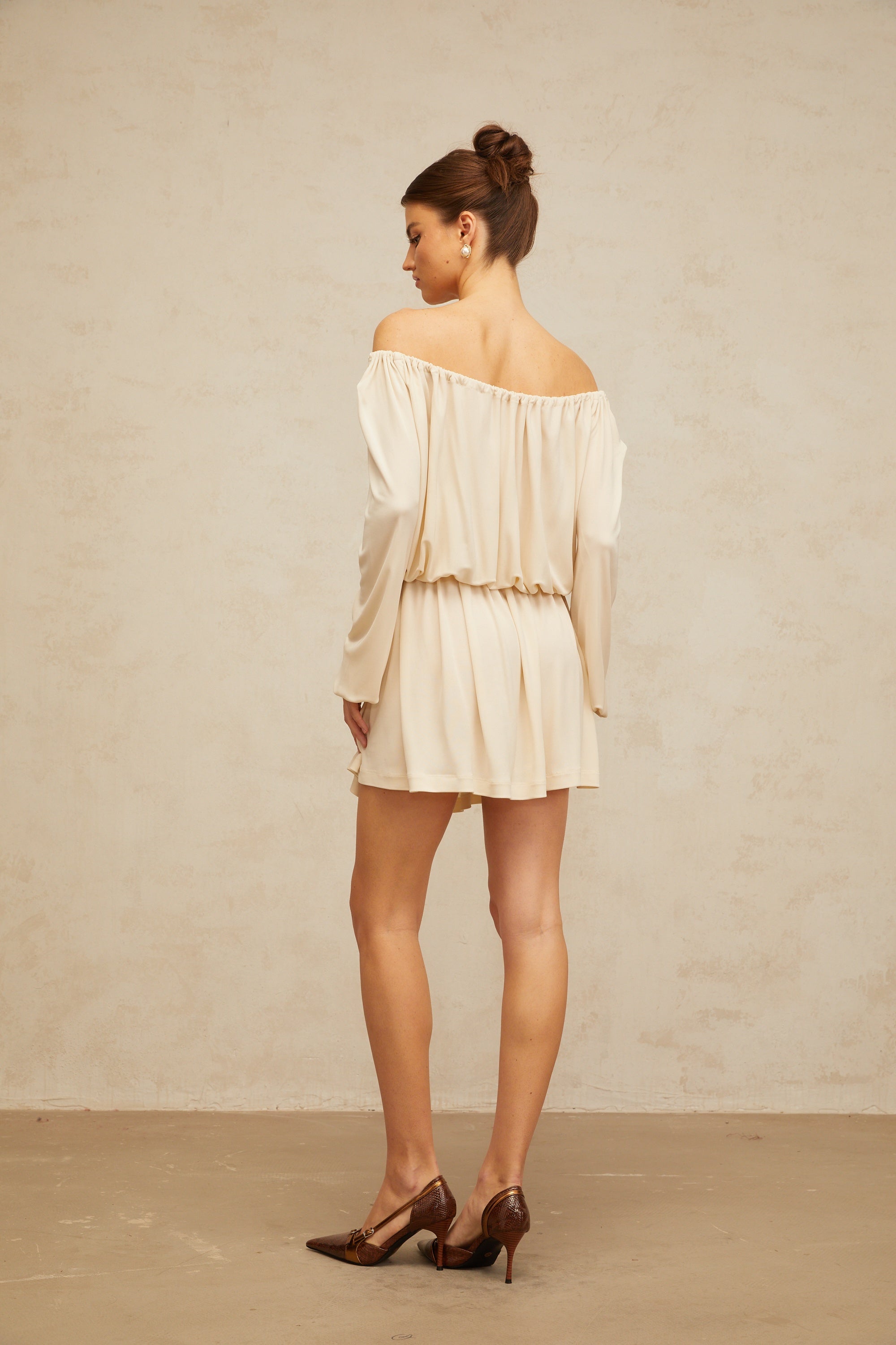 Emma neutrals structured-design mini dress (Final Sale-US Only)