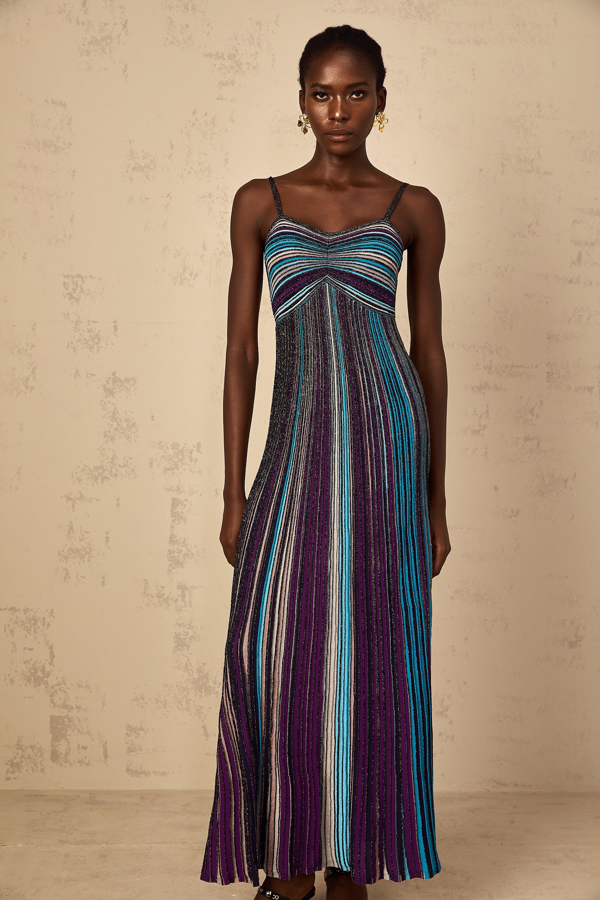 Bruyère Purple Sequin Striped Knit Maxi Dress (Final Sale-US Only)