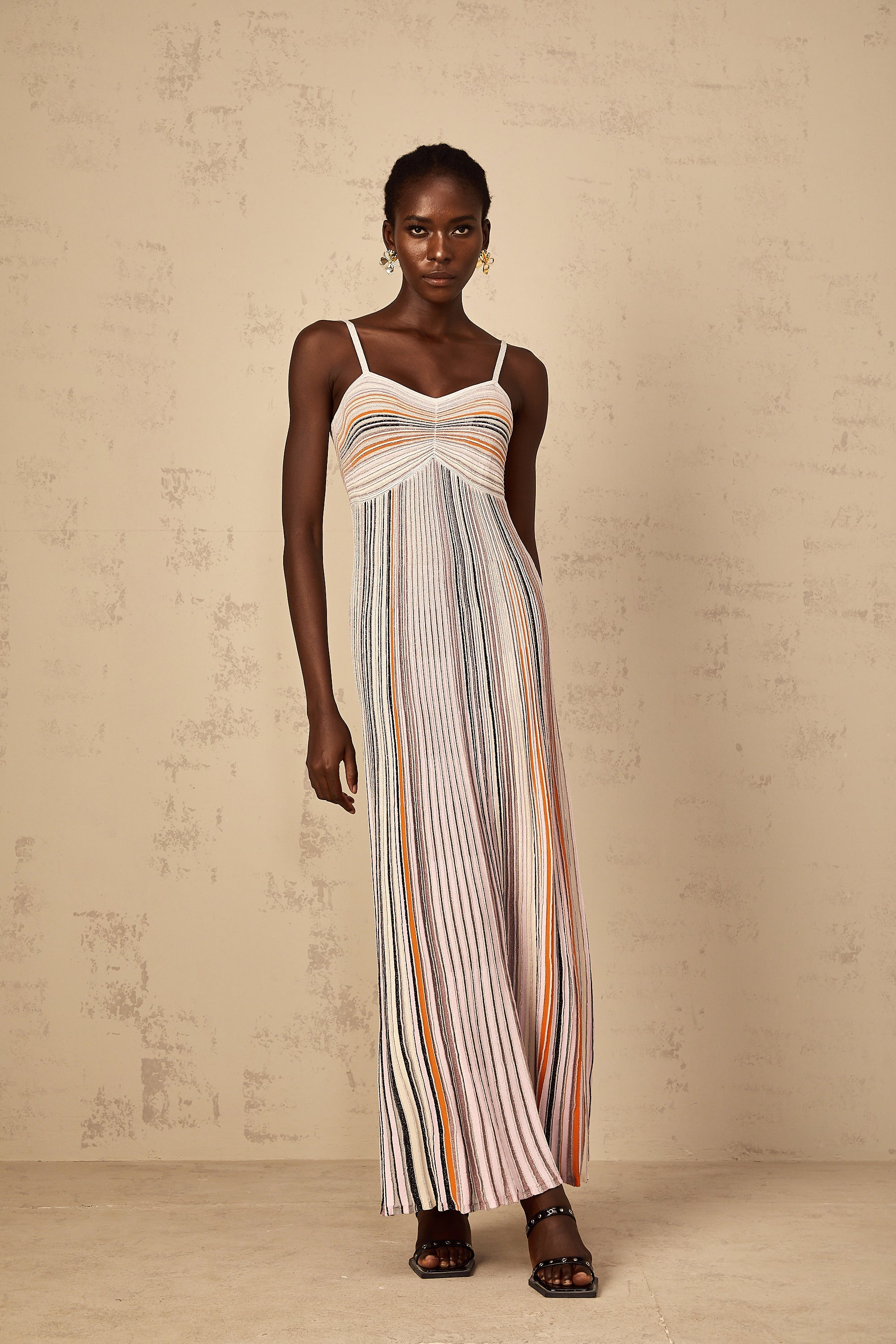 Bruyère Neutral Sequin Striped Knit Maxi Dress (Final Sale-US Only)