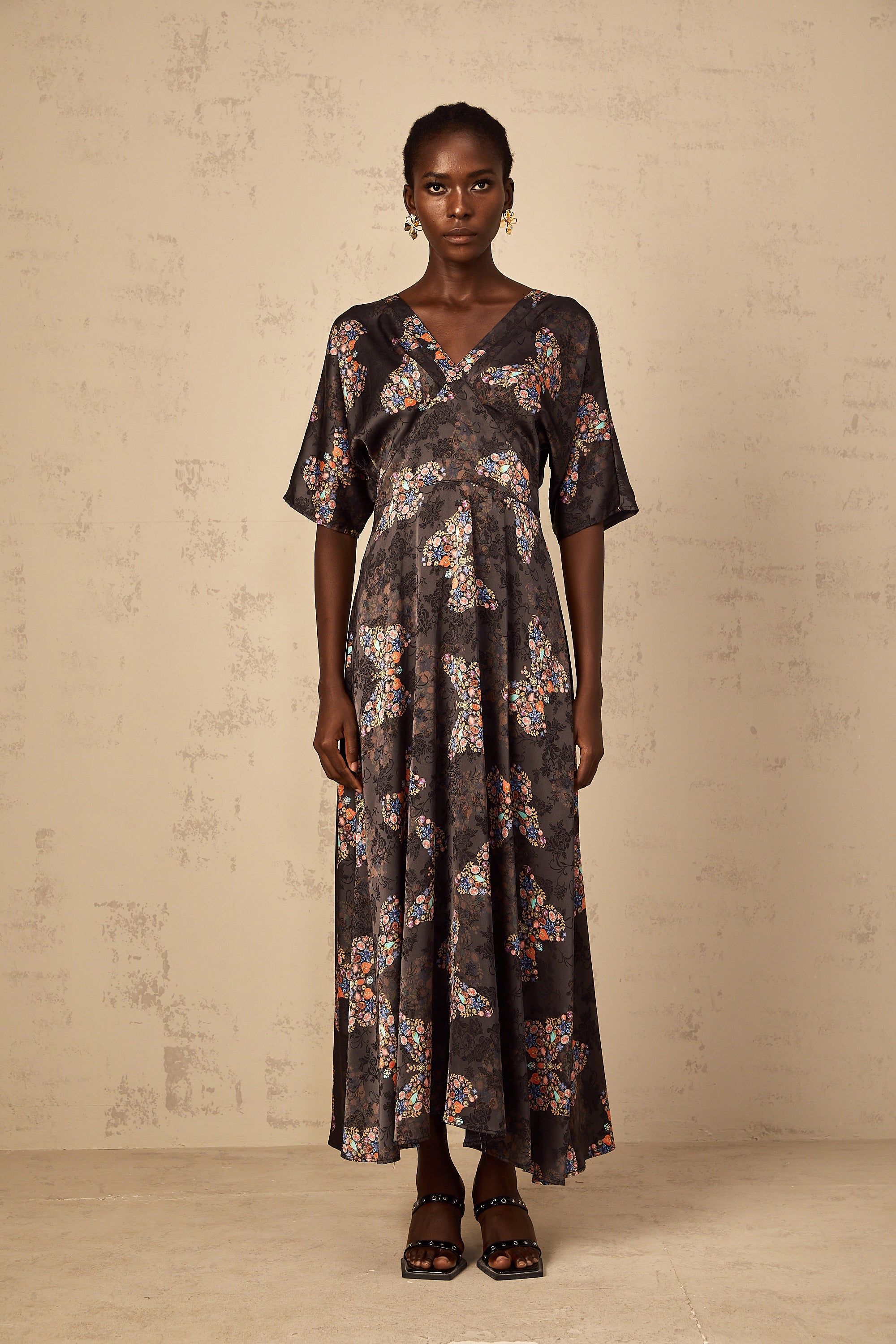 Glannon Black Self-Tie Butterfly Print Maxi Dress (Final Sale-US Only)