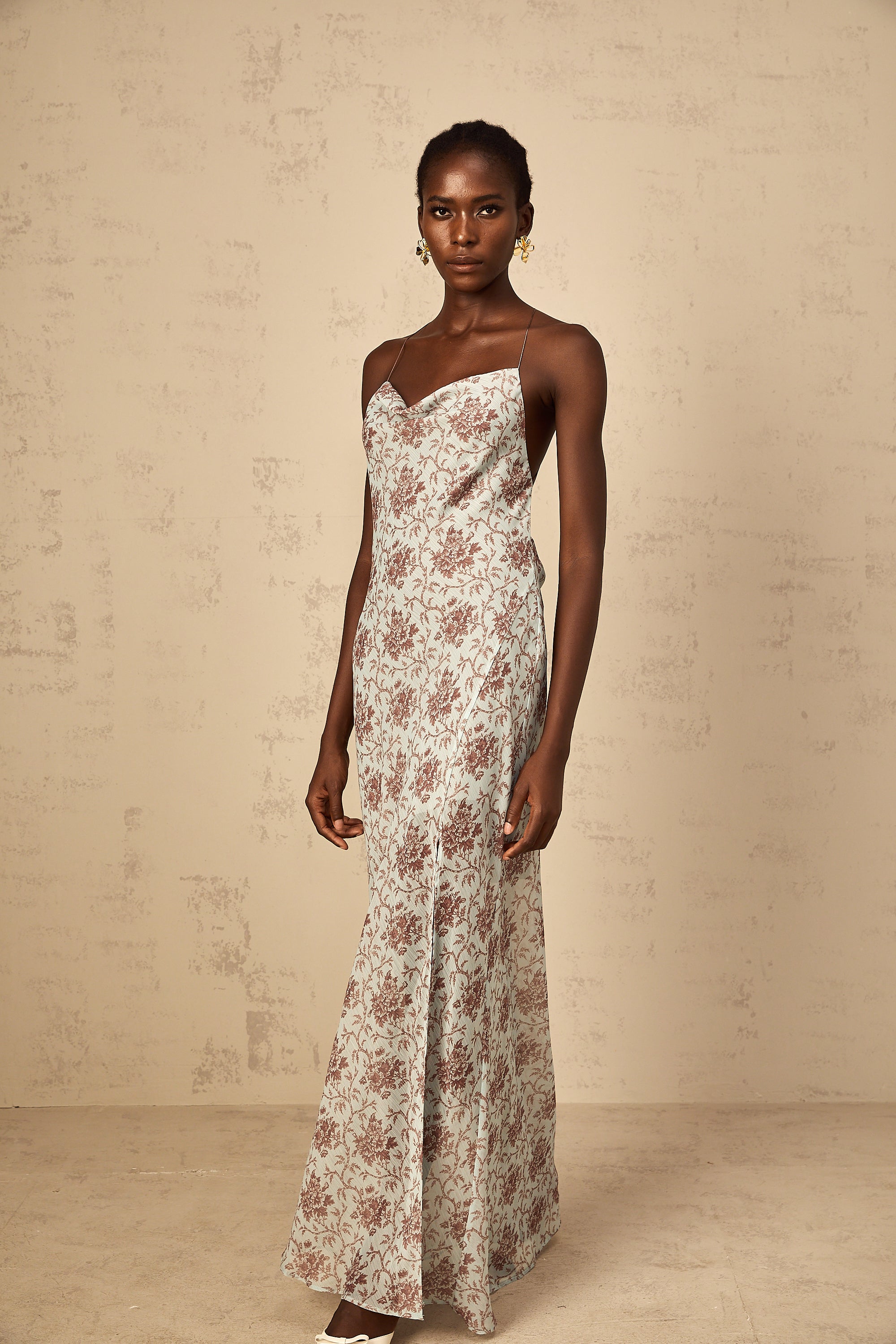 Honorine Blue Sleeveless Floral Print Maxi Dress (Final Sale)