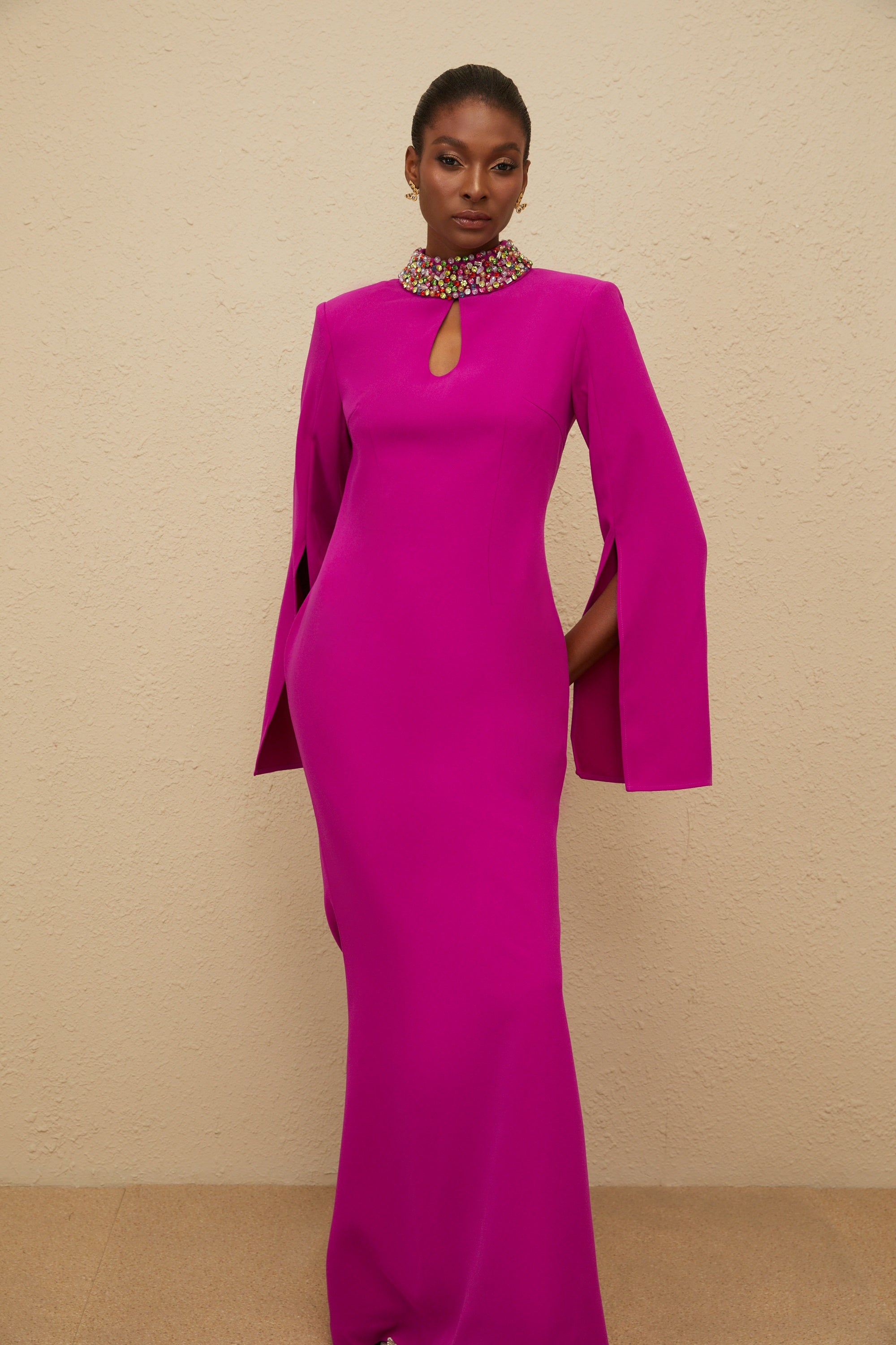 Majestueuse Fuchsia Keyhole-Detail Mermaid Gown (Final Sale-US Only)