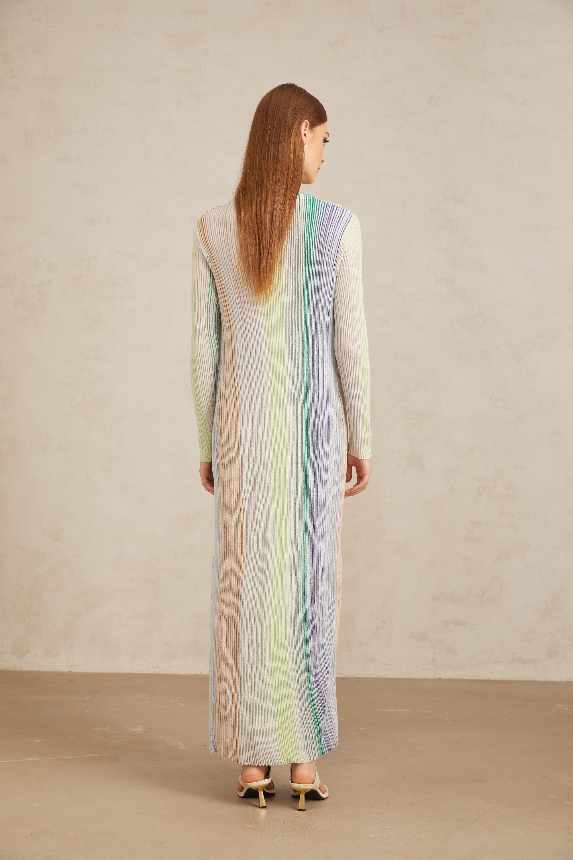 Serelith Green Metallic Knit Long Cardigan