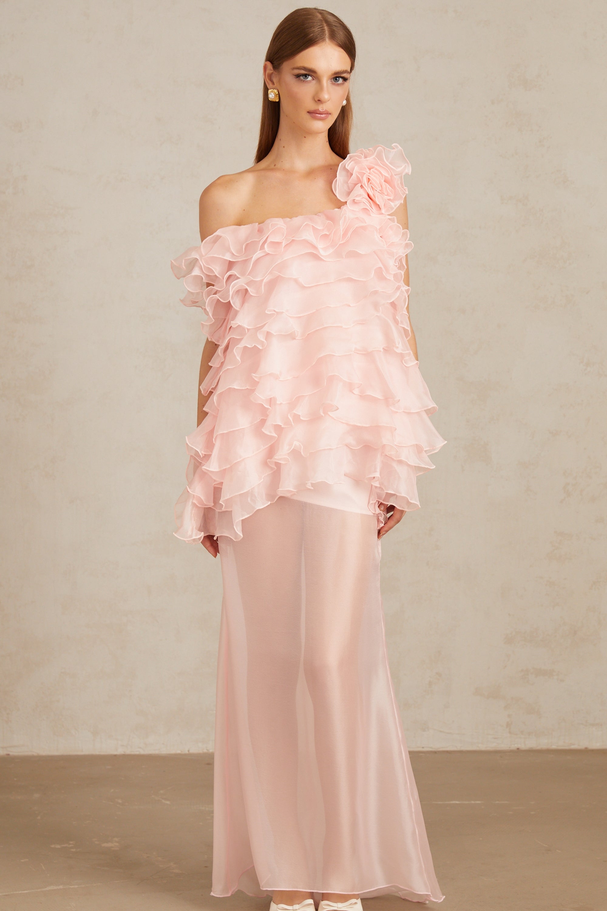 Rosalie Pink Layered Ruffled Floral Dress & Skirt Set (Final Sale)