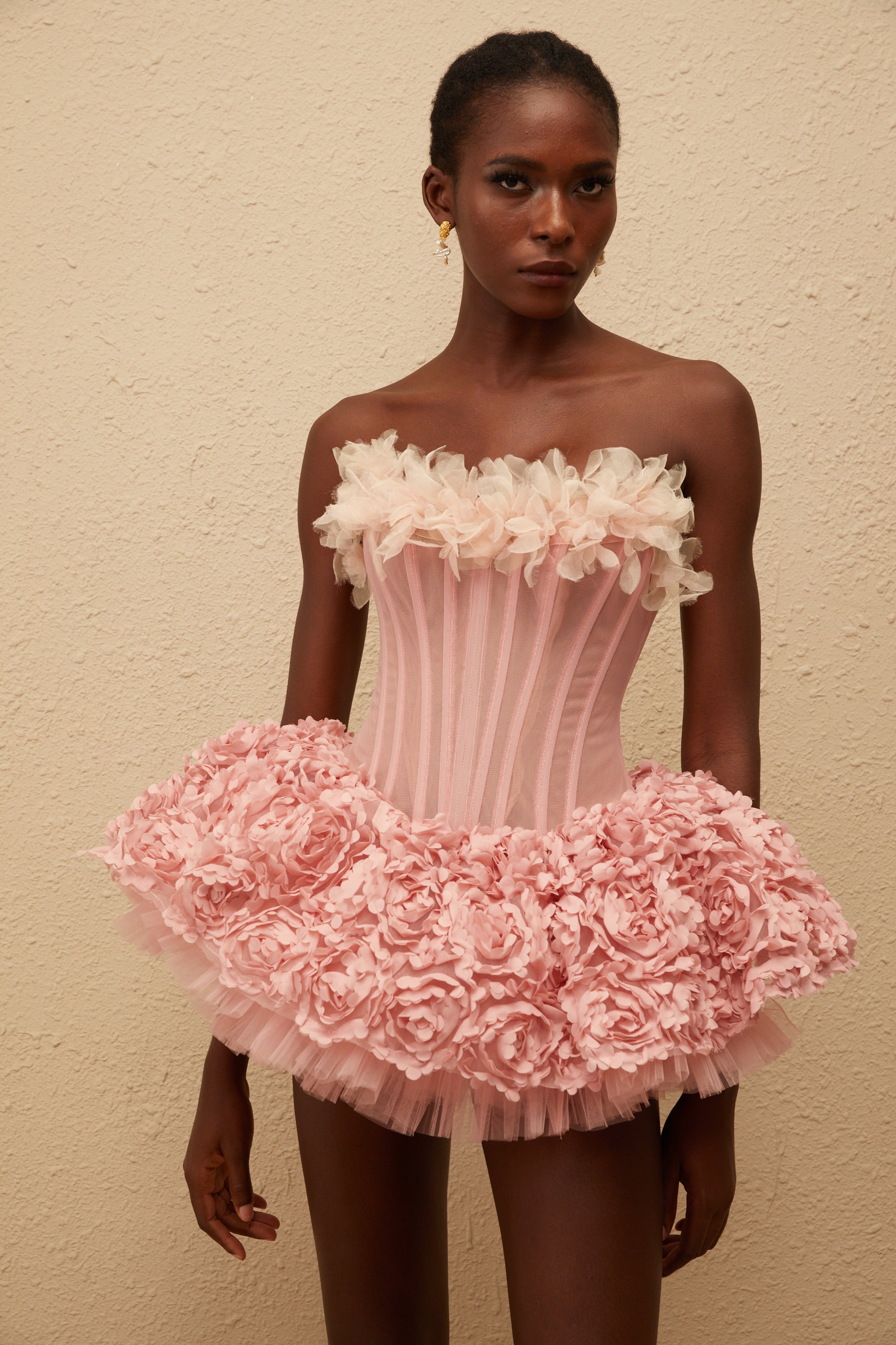 Rachel Pink 3D Petal Tulle Mini Dress (Final Sale-US Only)