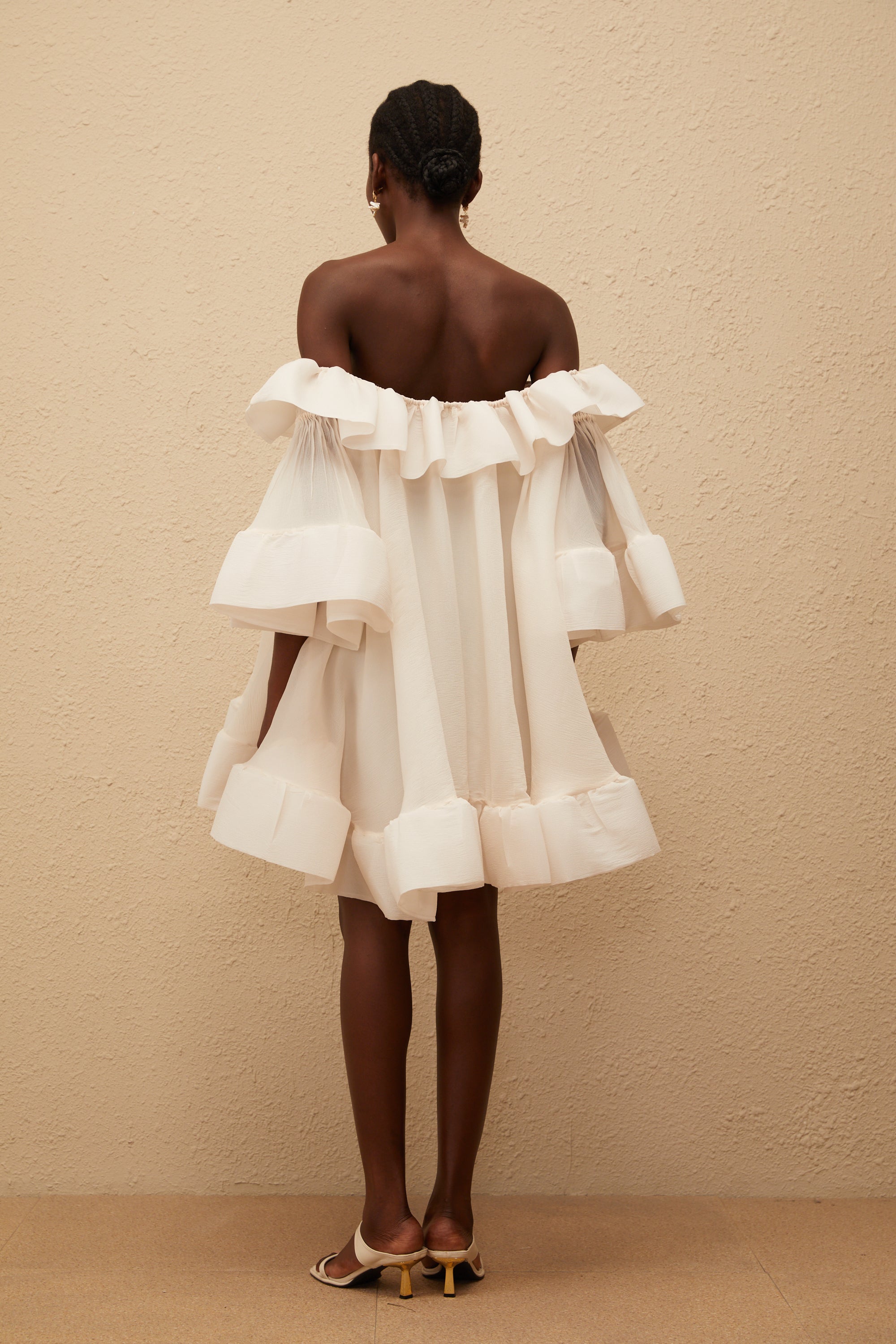 Flavie White Off Shoulder Ruffled Mini Dress (Final Sale-US Only)