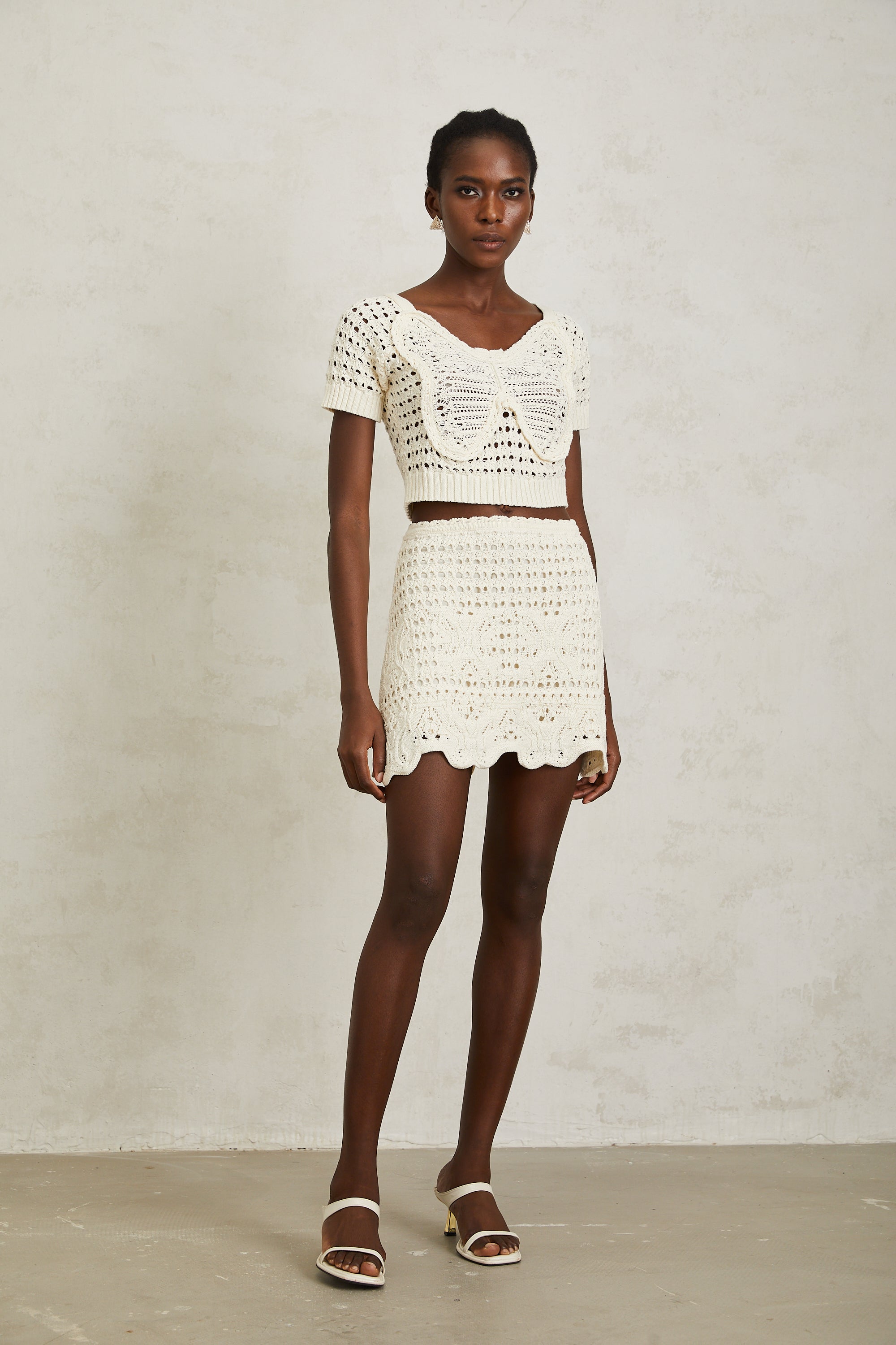 Bérénice Cream White Bowknot Knit Top (Final Sale-US Only)