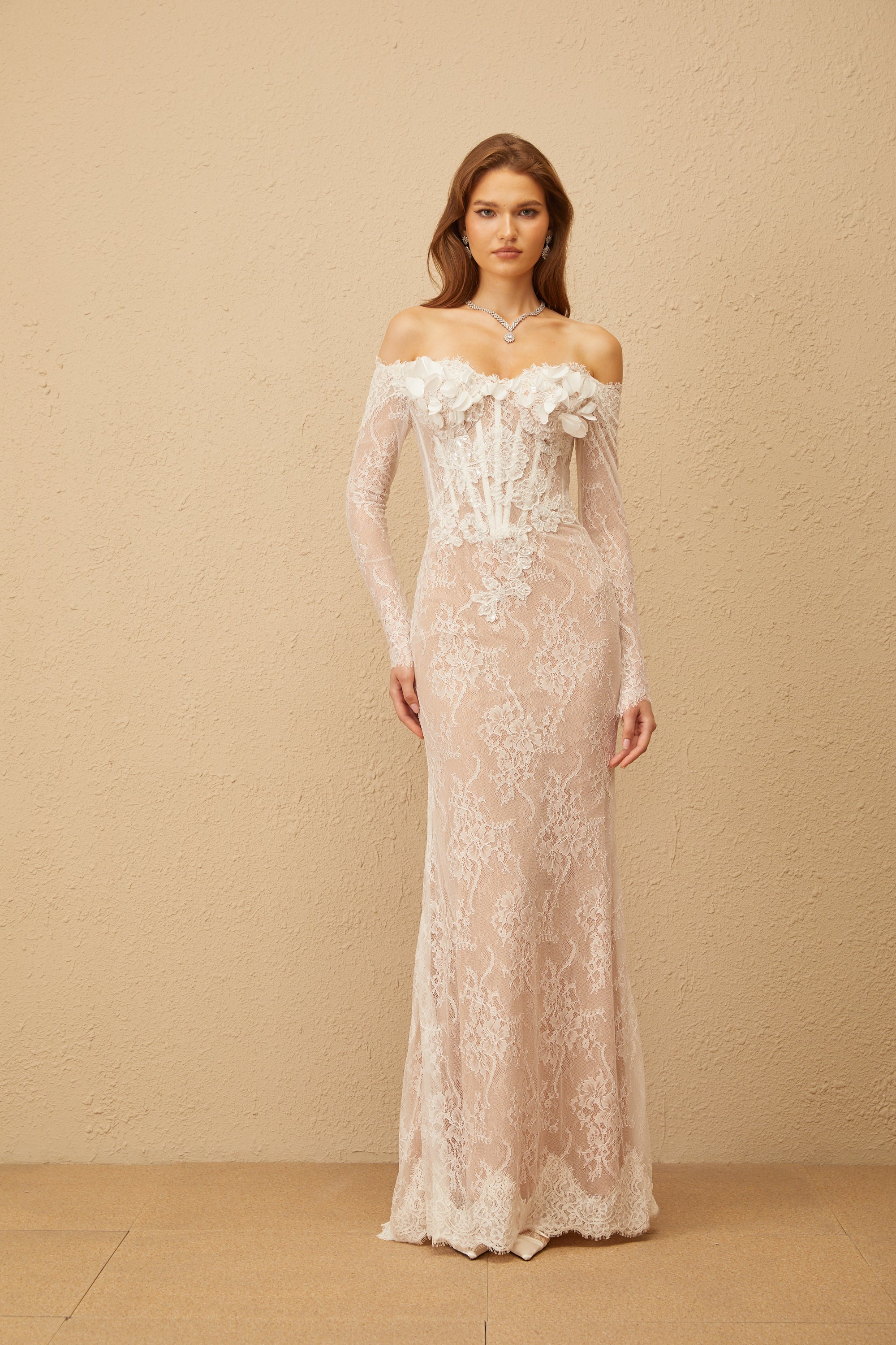 Carmen White Embellished Floral Lace Maxi Dress (Final Sale-US Only)