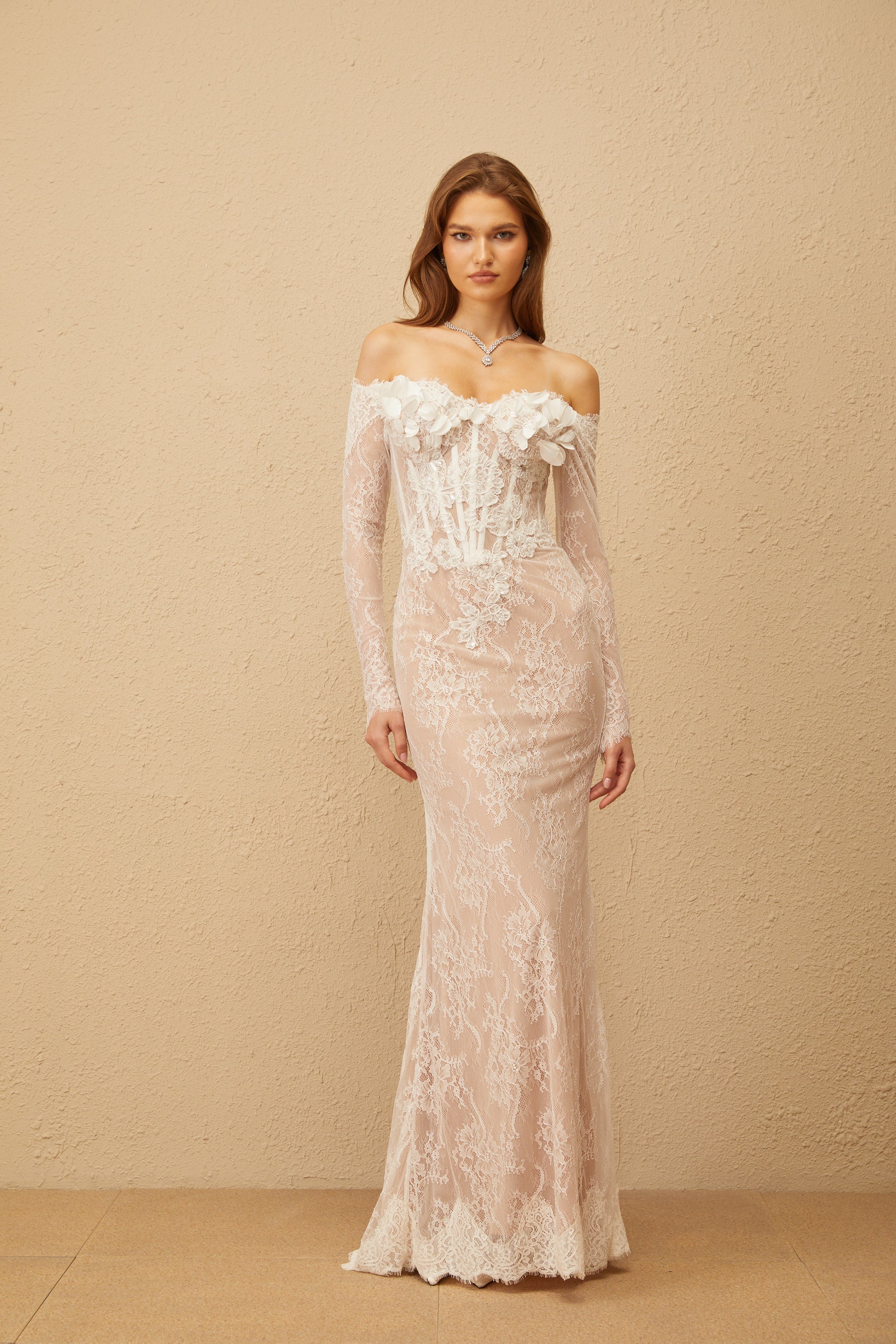 Carmen White Embellished Floral Lace Maxi Dress (Final Sale-US Only)