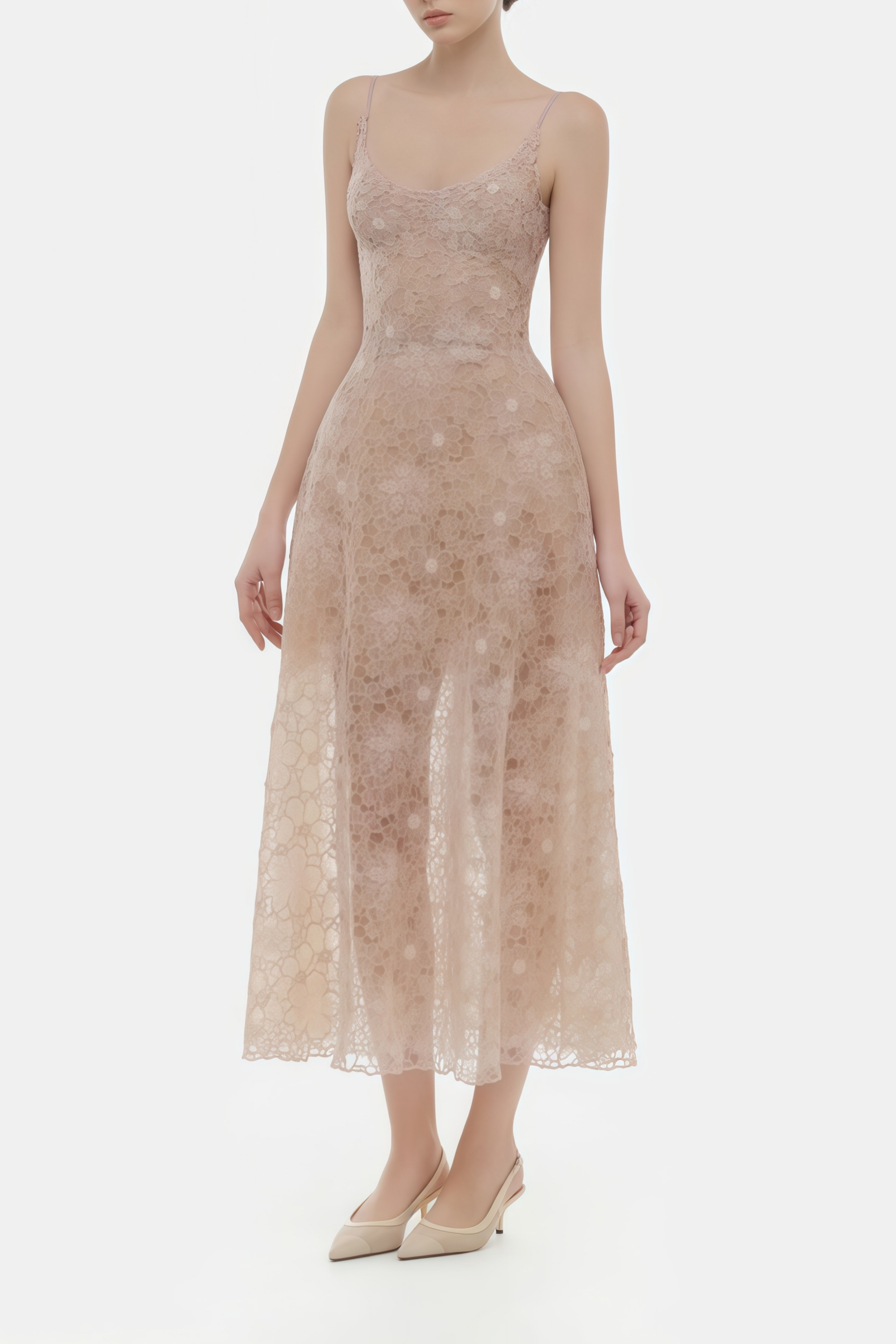 Kristoffer Pink Floral Lace Midi Dress (Final Sale)