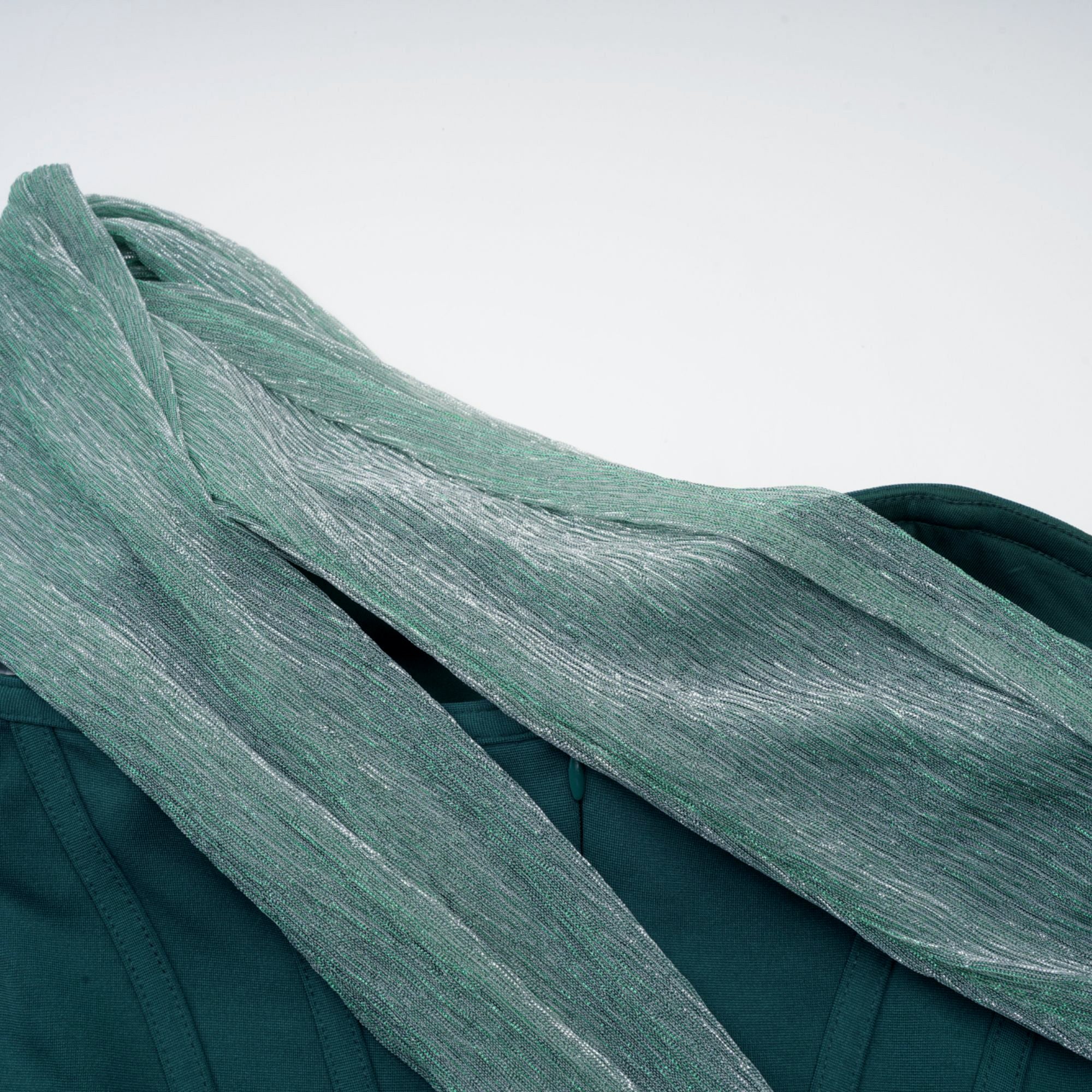 Delphine Ribbon-Design Corset Maxi Dress in Green
