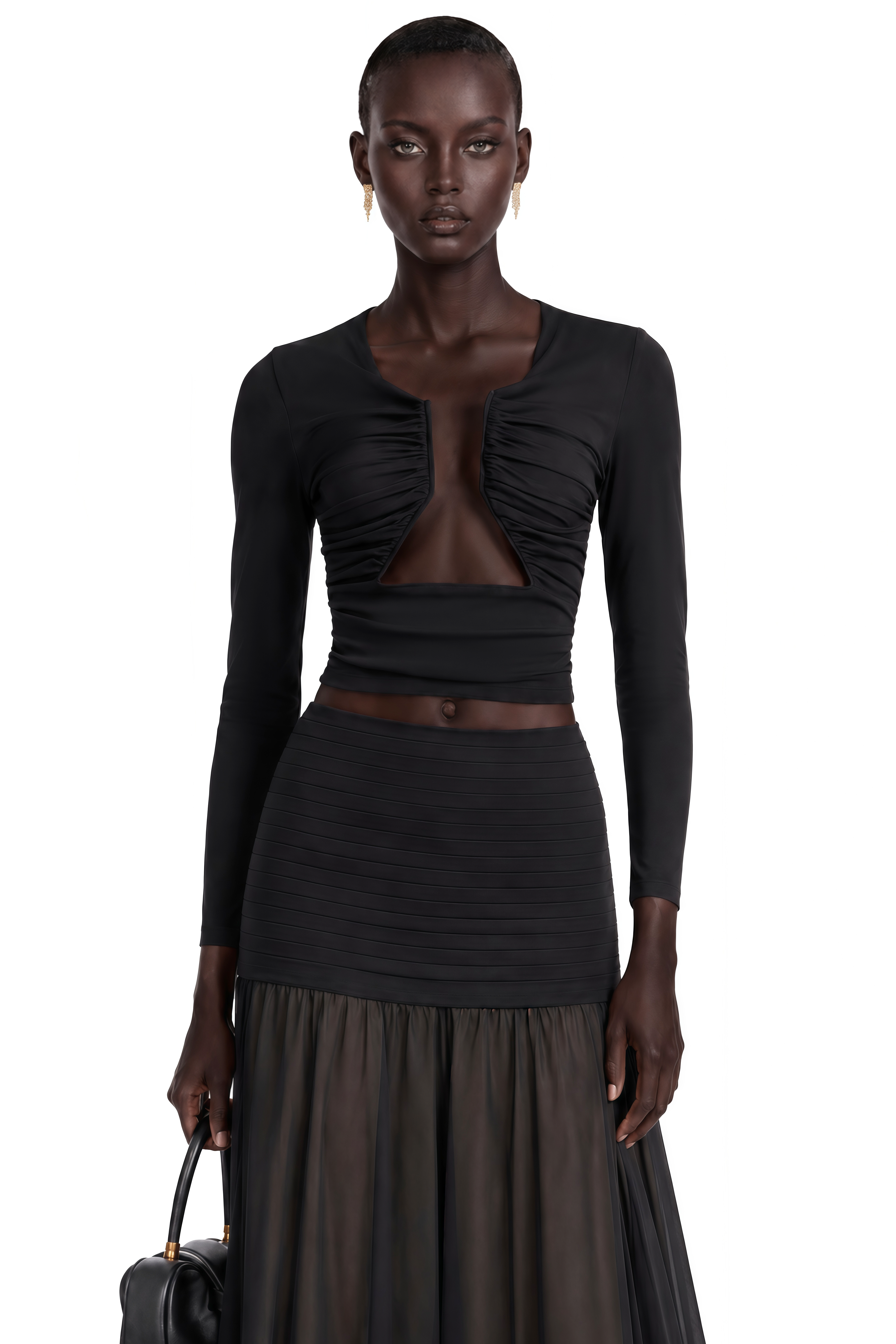 Anaïs Black Open-Front Gathered Top