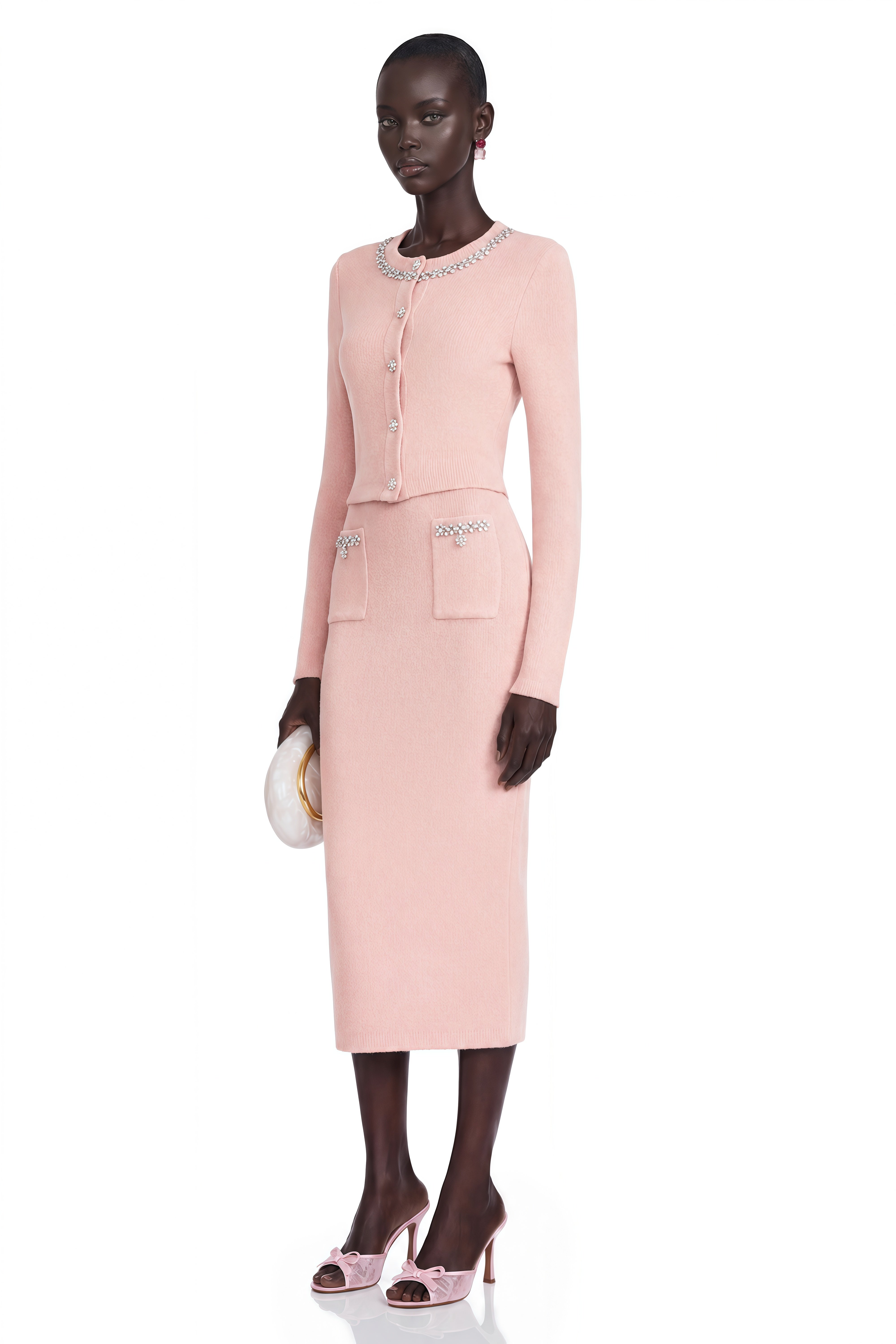 Renée Pink Embellished Jacket & Skirt Matching Set