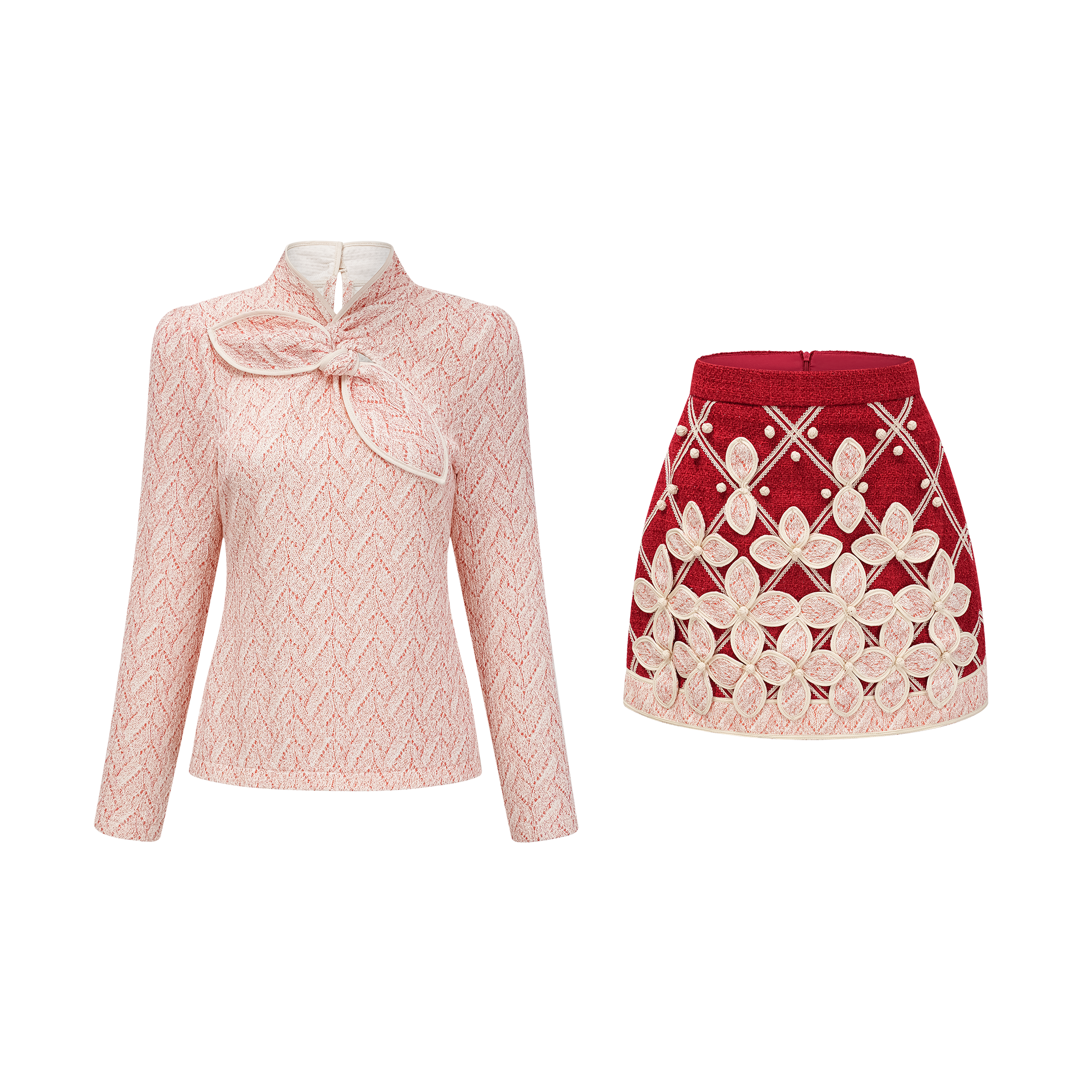Carolina Pink Crochet Knit Blouse & Skirt Set (Final Sale)
