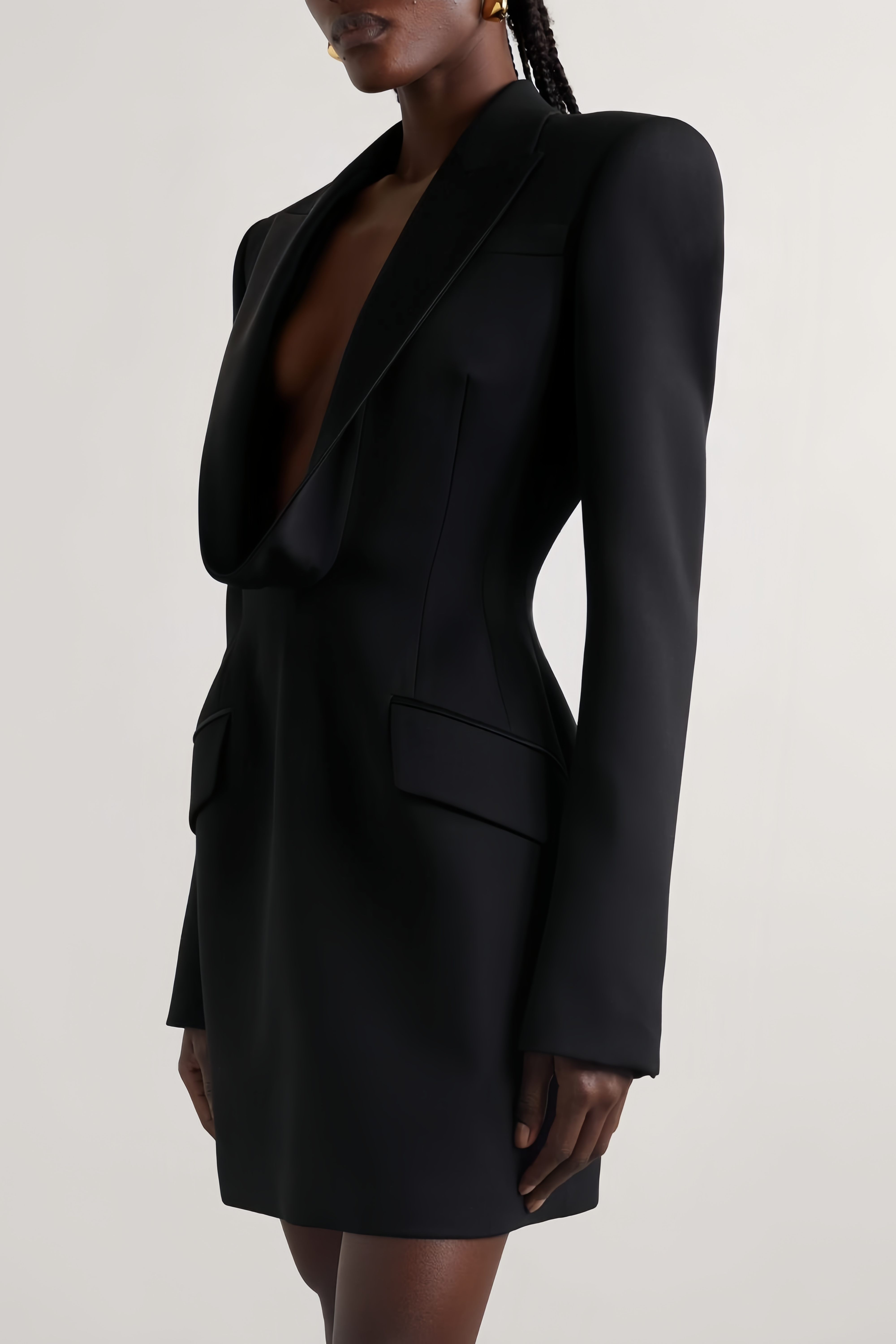 Joséphine V-neck satin-collared mini dress (Final Sale)