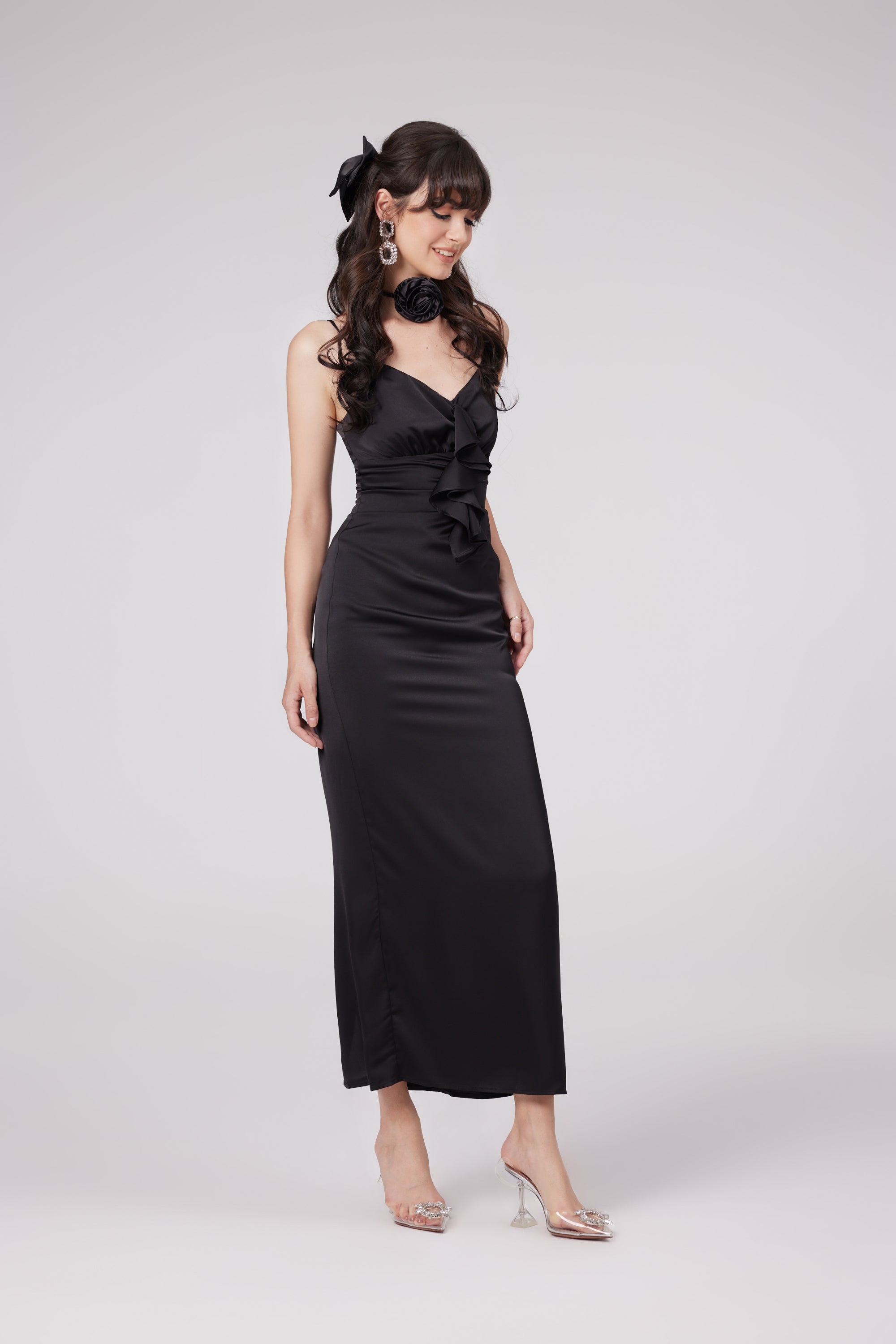 Reine black floral midi dress (Final Sale-US Only)