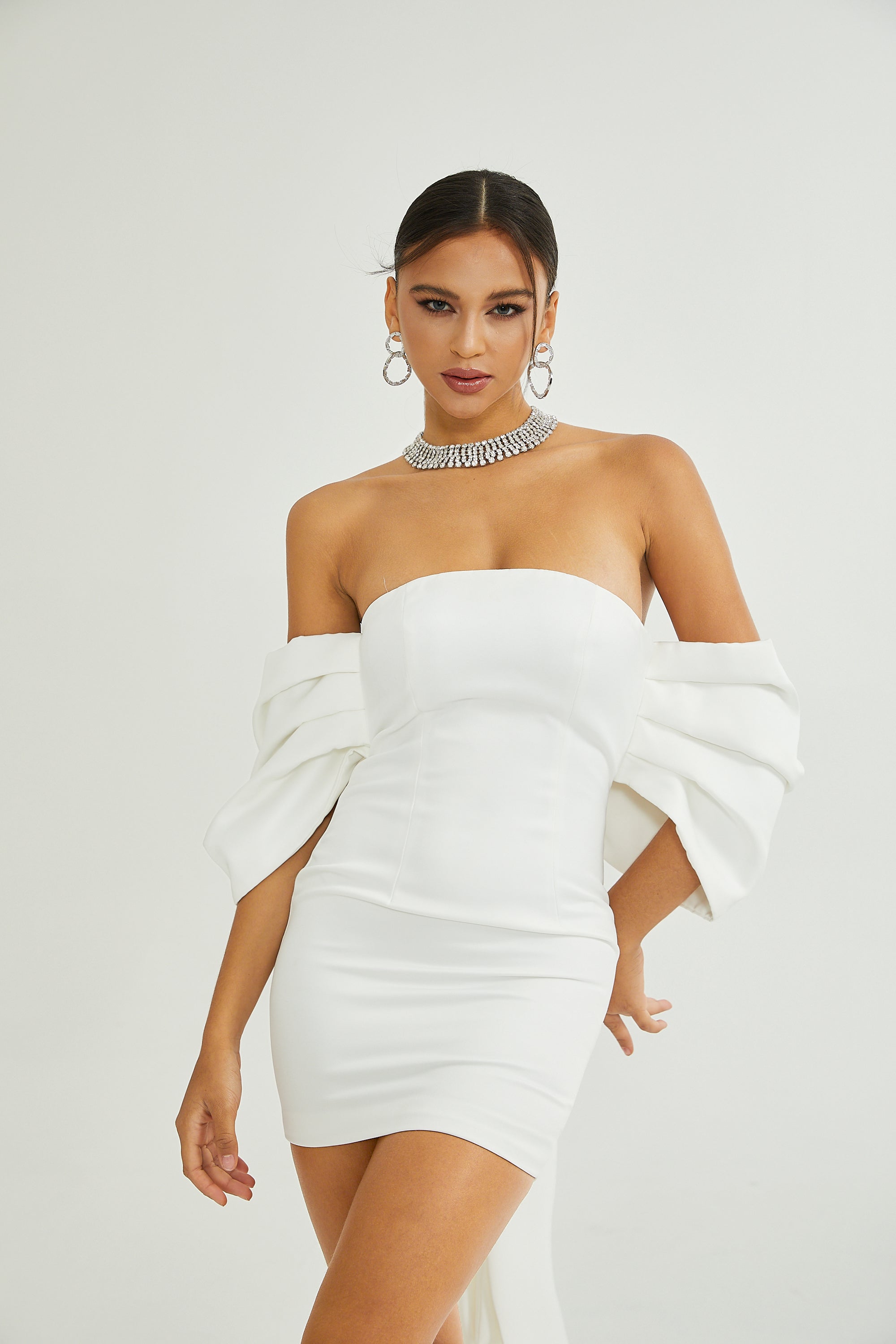 Hélène white oversize-bow mini dress (Final Sale)