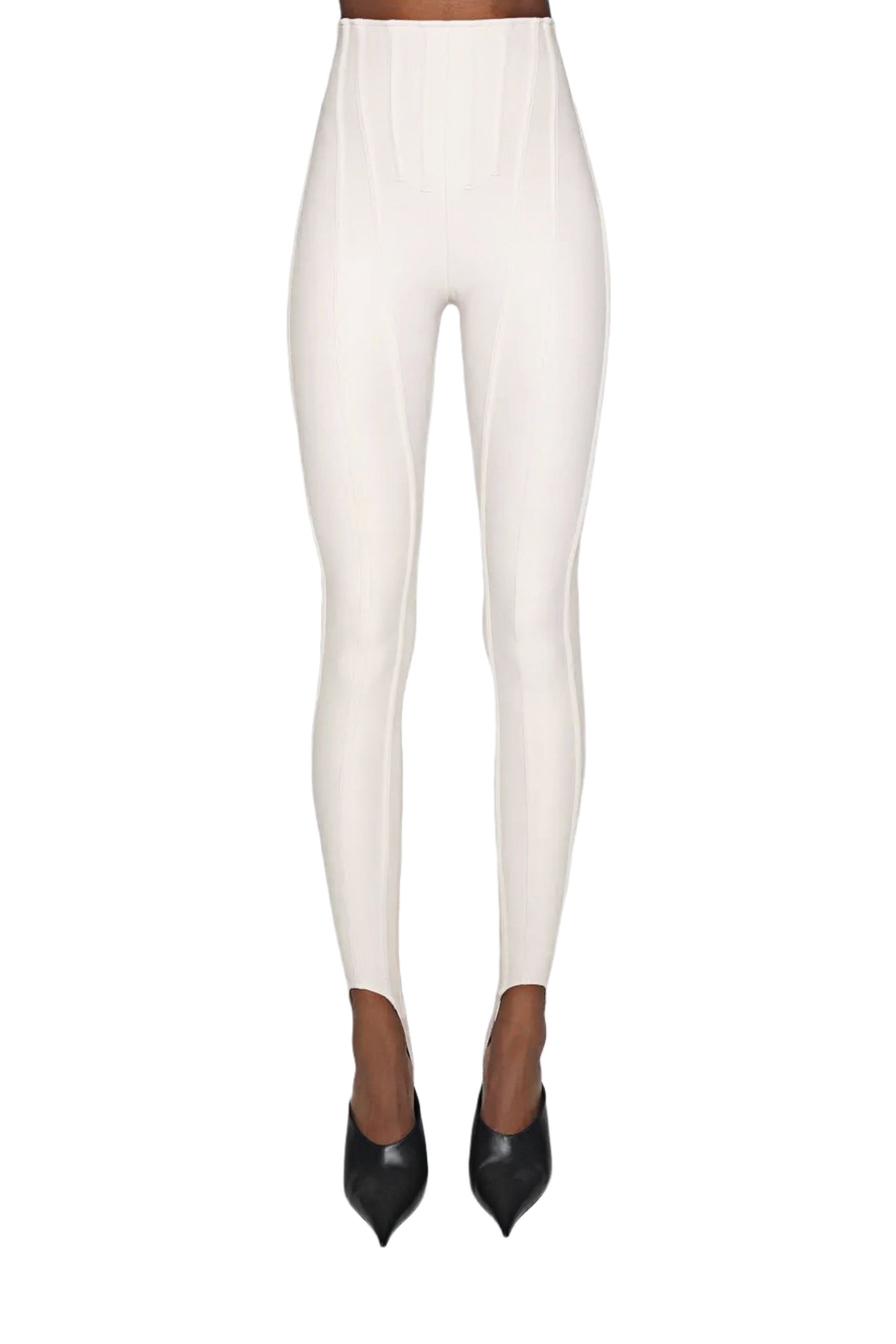 Cordelia White Decorative Stitching Leggings