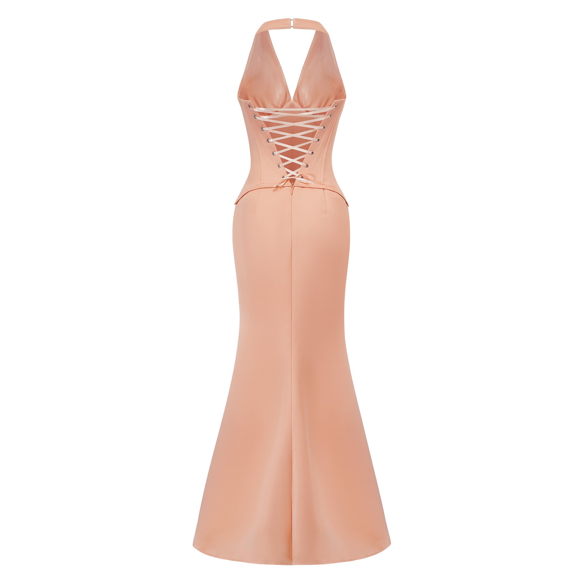 Aurélie Orange Halterneck Mermaid Maxi Dress (Final Sale-US Only)