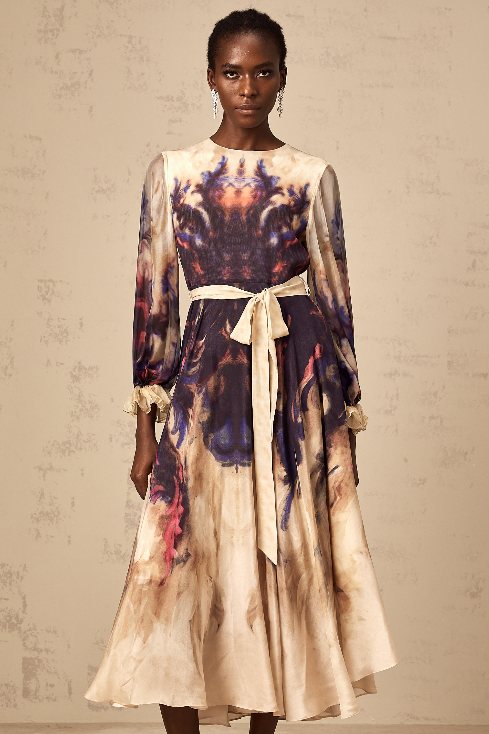 Urbaine smudged graffiti-print silk midi dress (Final Sale)
