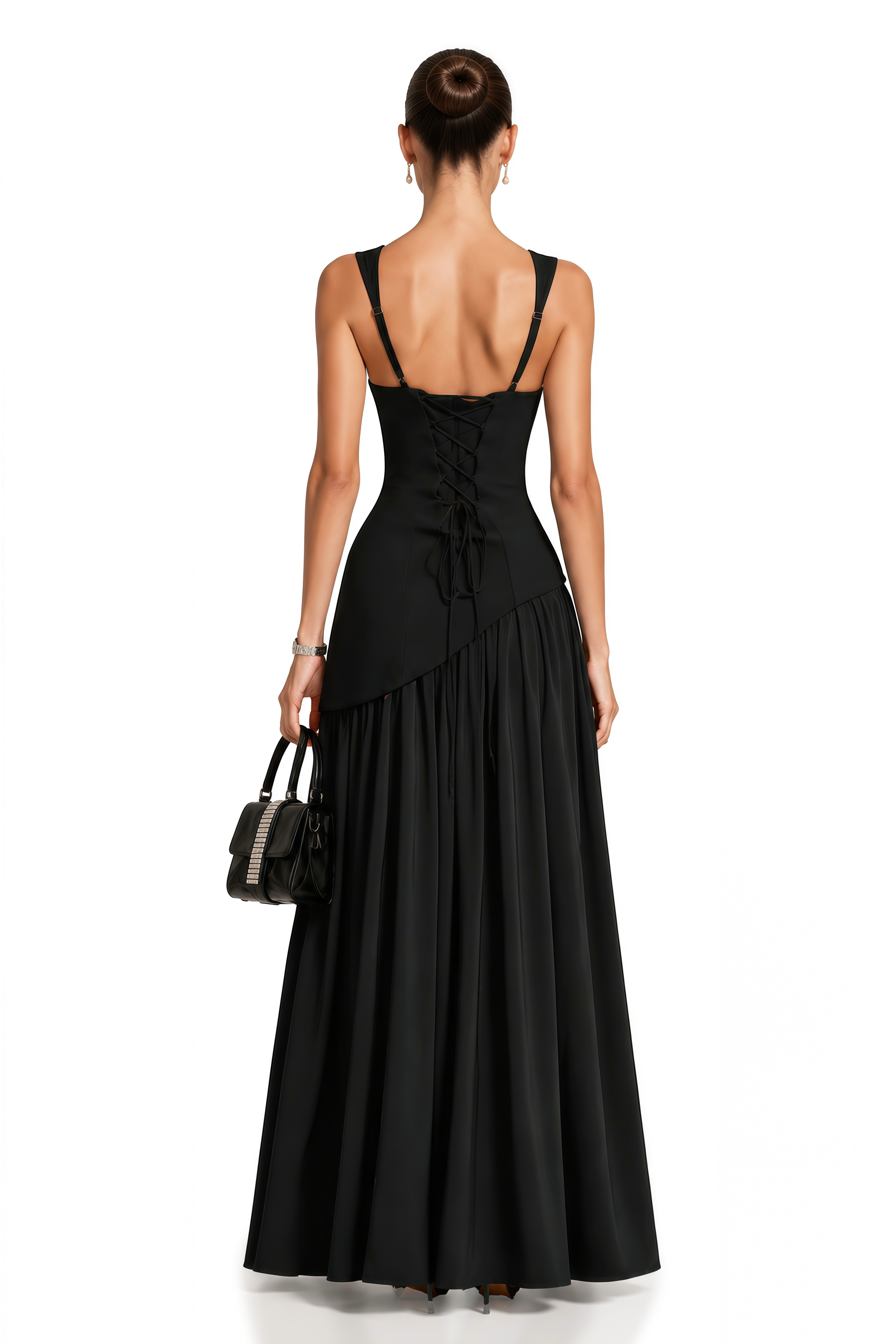 Sidonie Black Asymmetrical Maxi Gown (Final Sale-US Only)