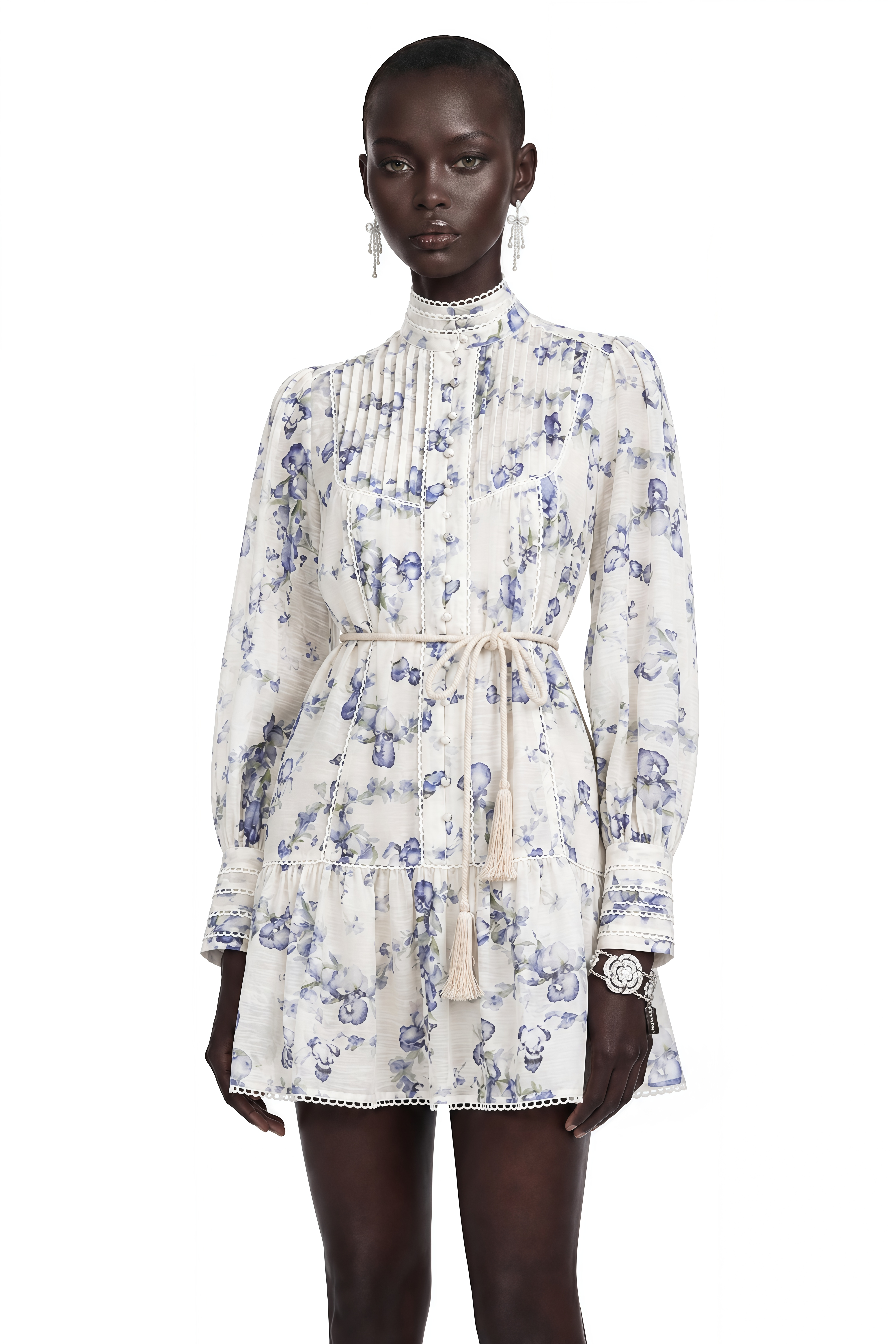 Blandine Floral-Print Flared Chiffon Mini Dress