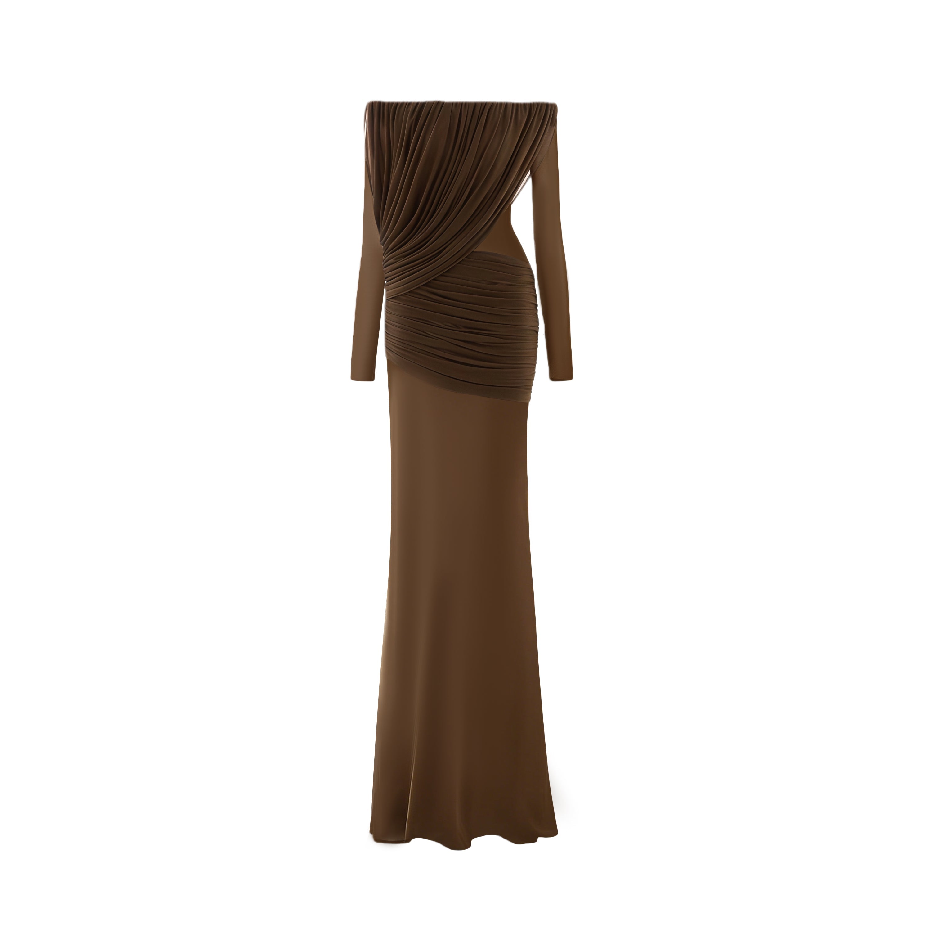 Brown Draped Maxi Dress