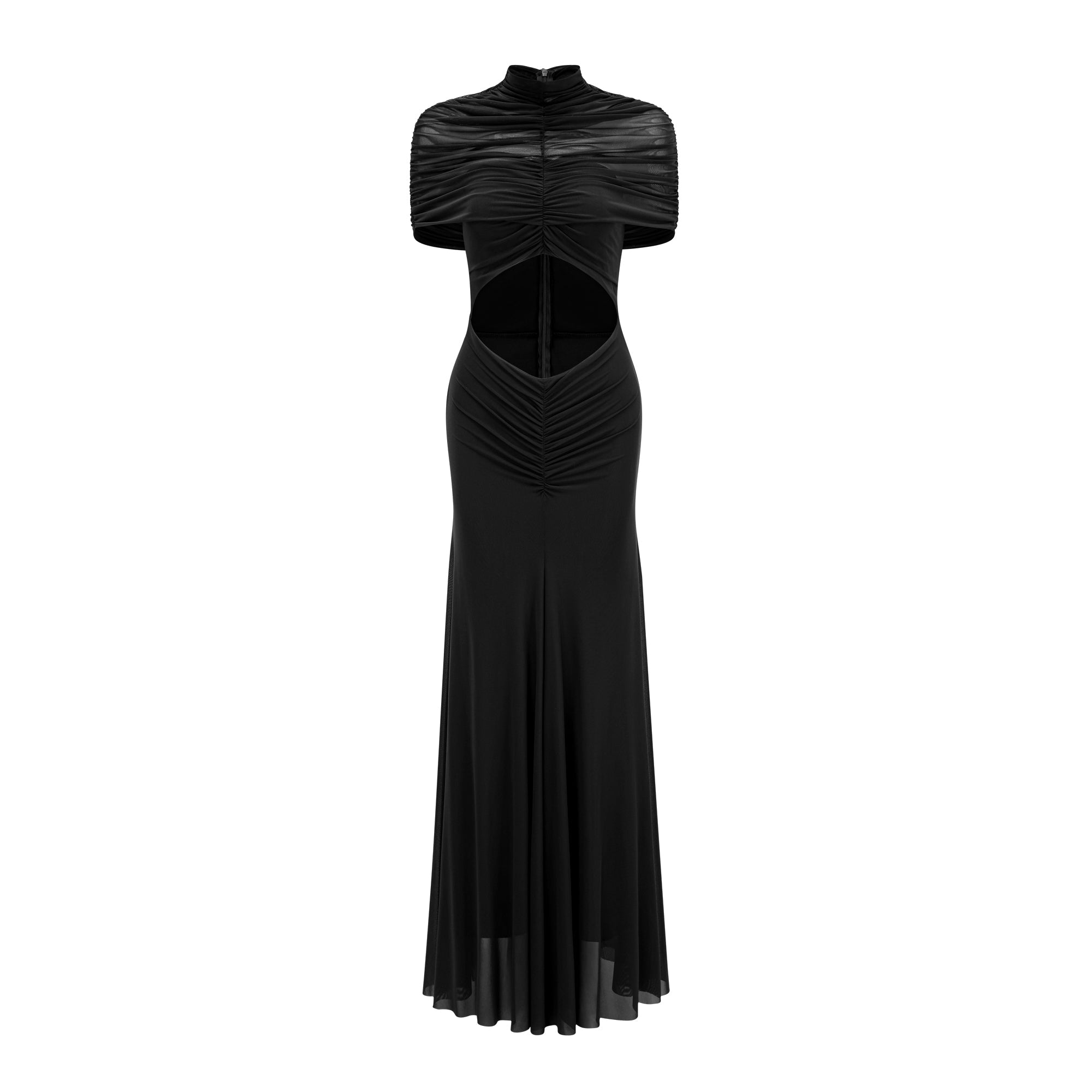 Bruna Cut-Out Ruched Mesh Maxi Dress (Final Sale)
