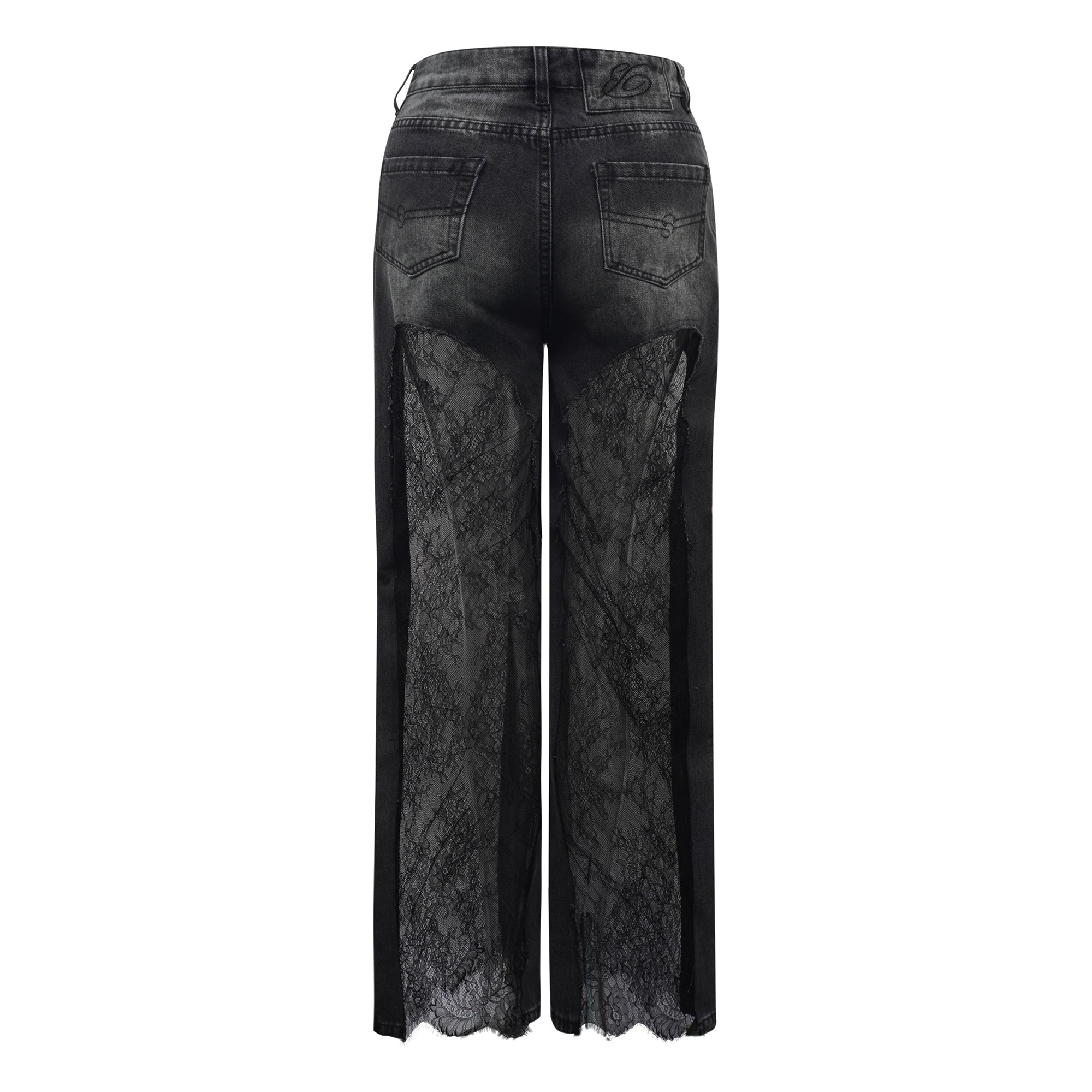 Black cutout trousers with sheer panels