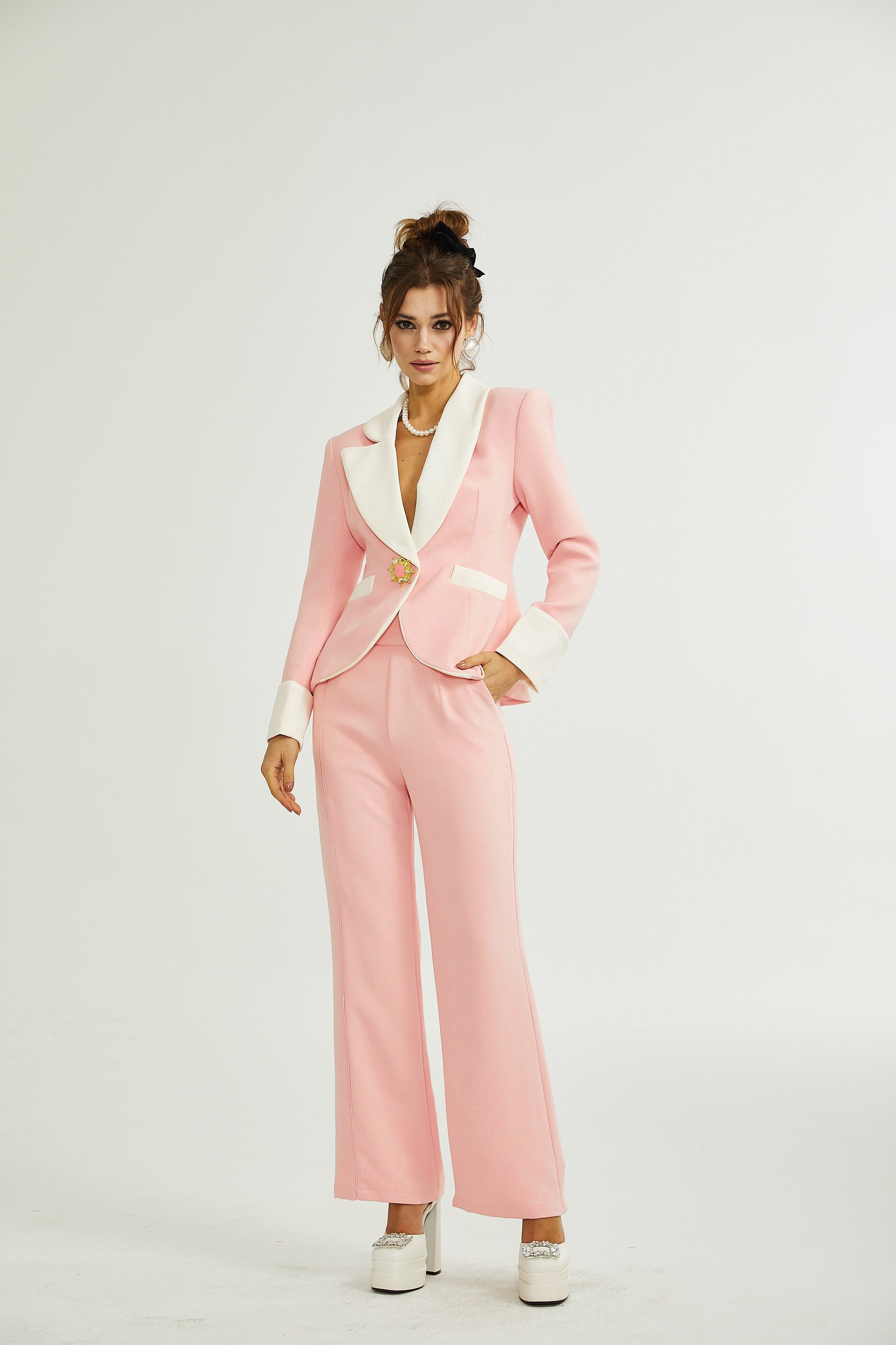 Claretta colour-block blazer & pants matching set (Final Sale)