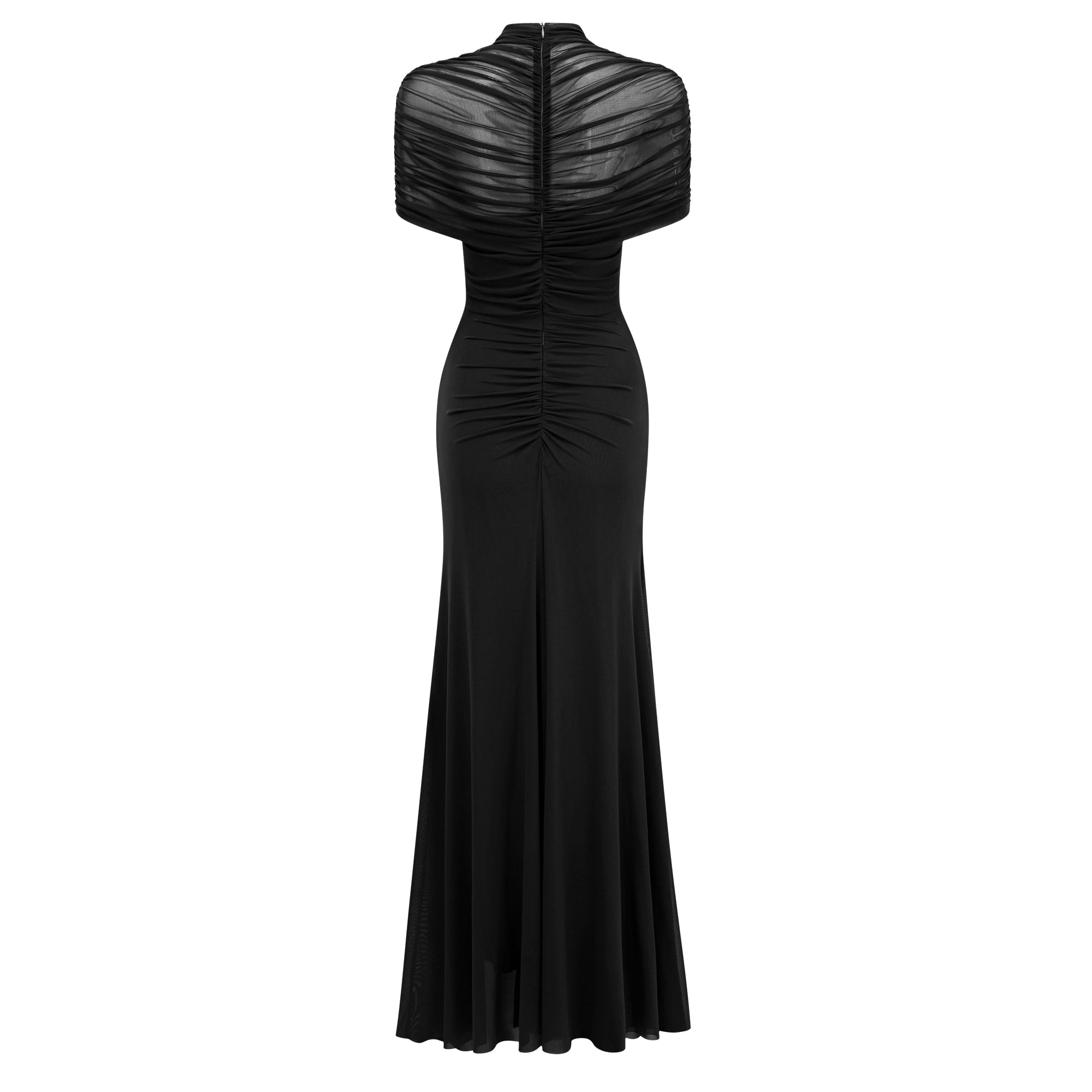 Bruna Cut-Out Ruched Mesh Maxi Dress (Final Sale)