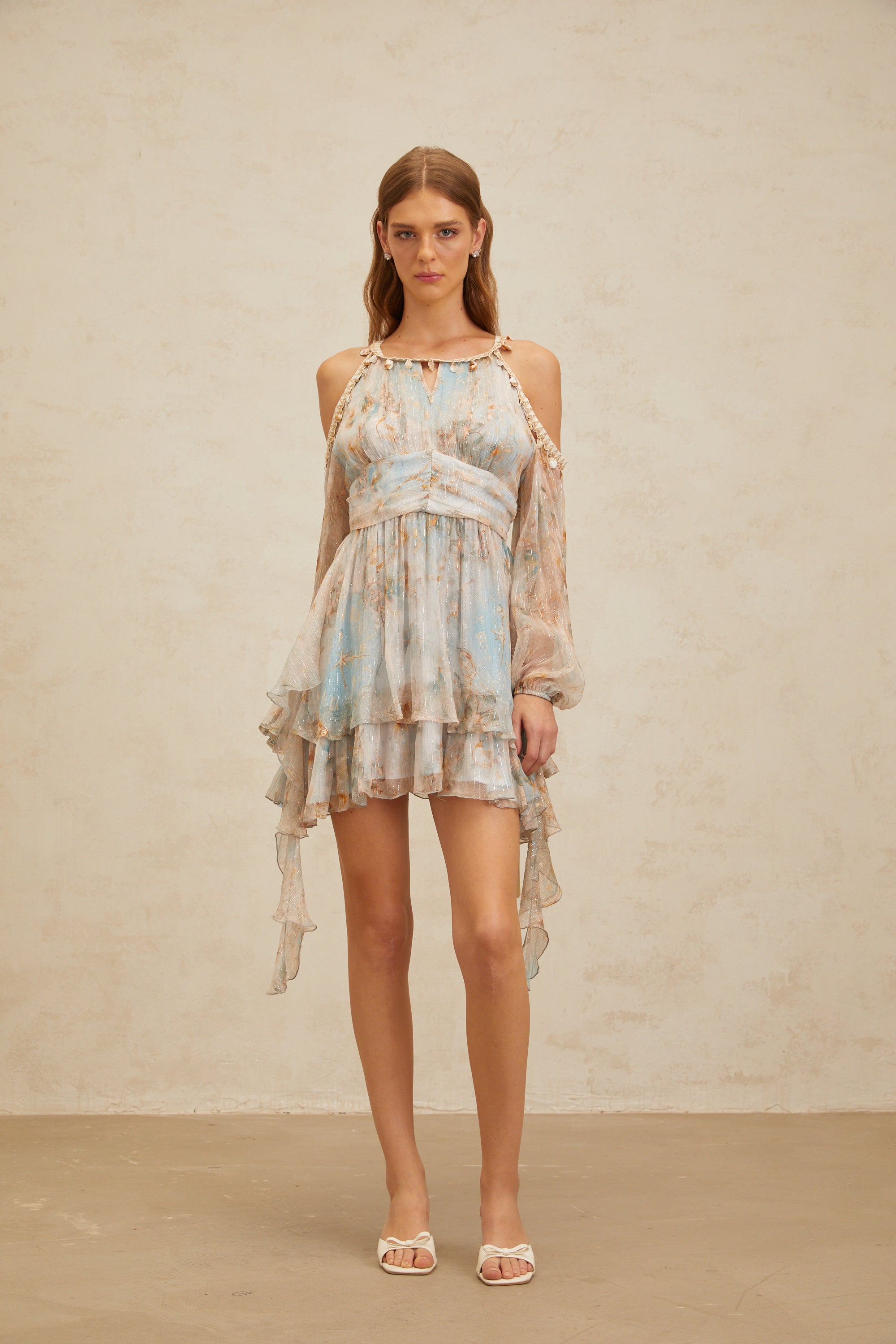 Glannon Blue Floral Print Silk Mini Dress (Final Sale-US Only)