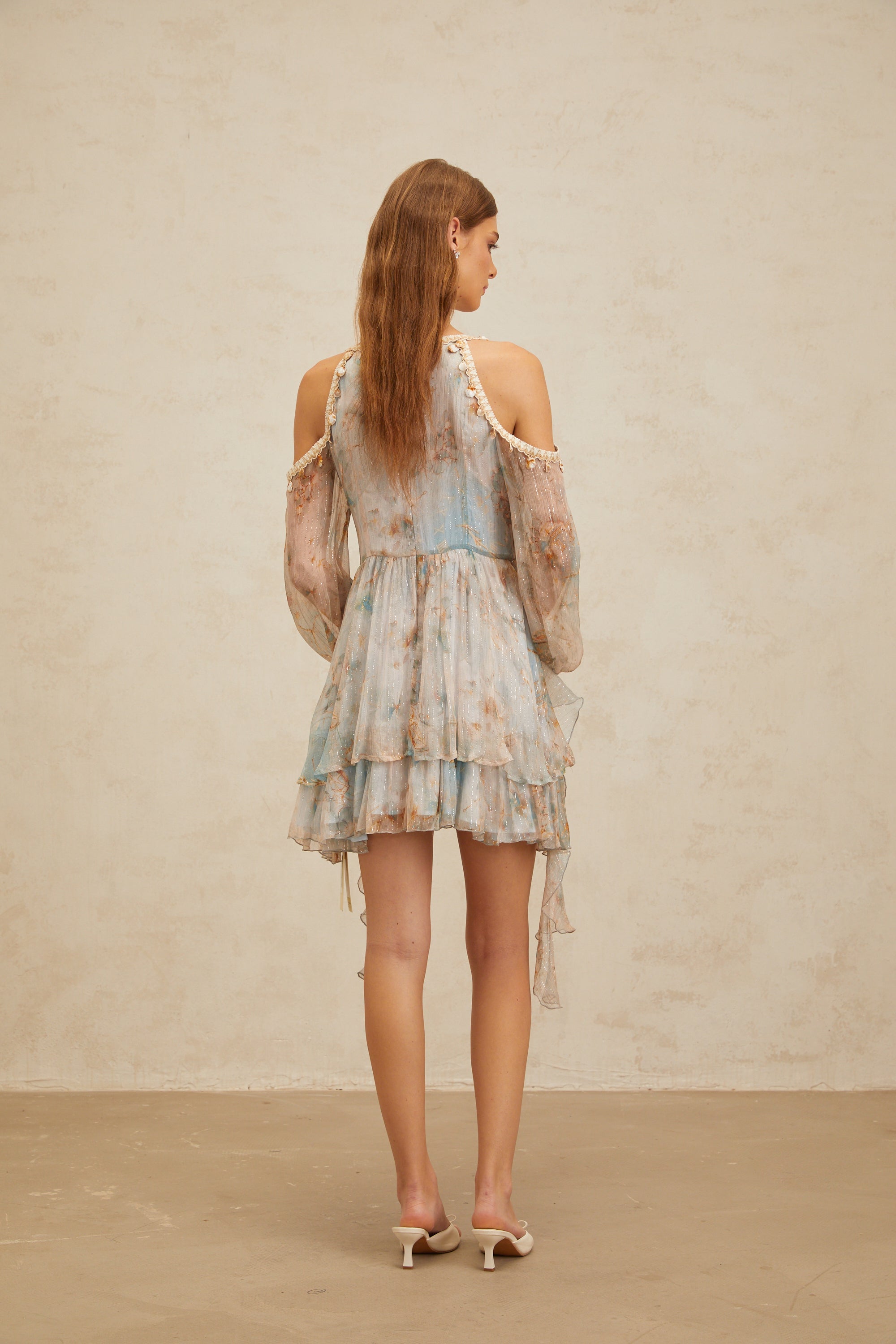 Glannon Blue Floral Print Silk Mini Dress (Final Sale)